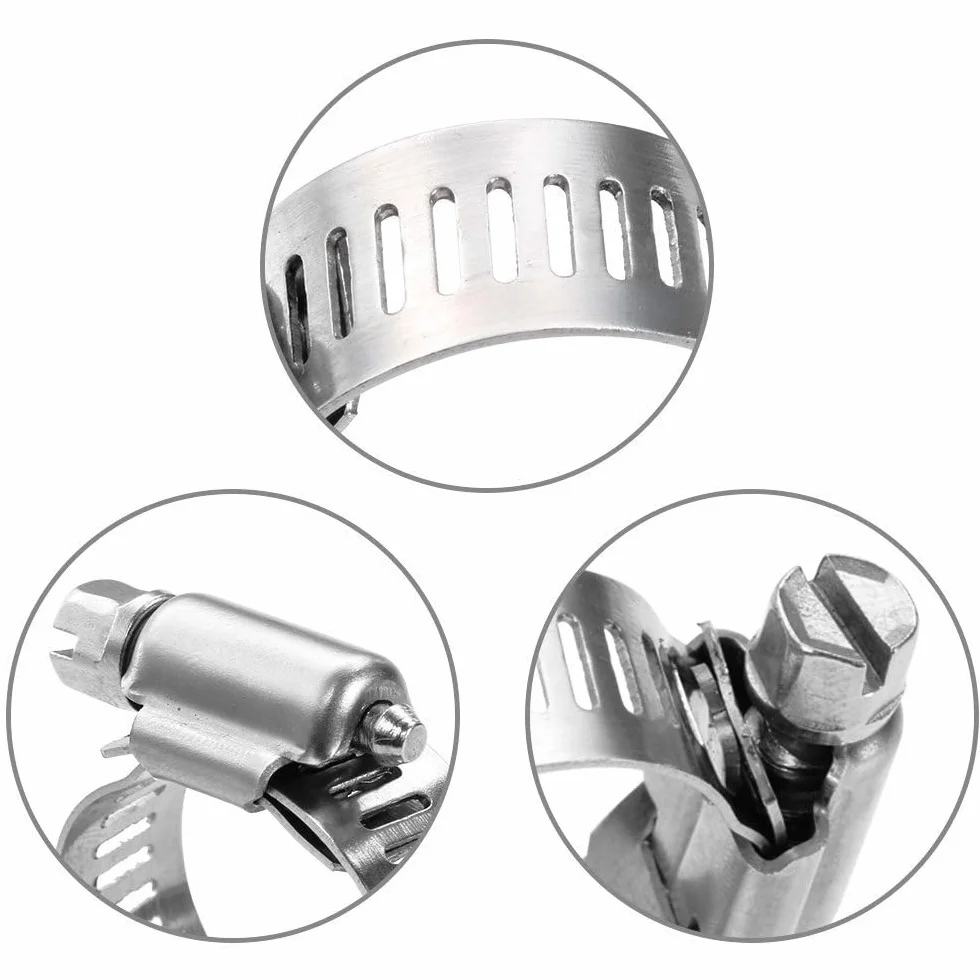 Abrazadera de manguera ajustable de acero inoxidable 6-12mm 10 pcs