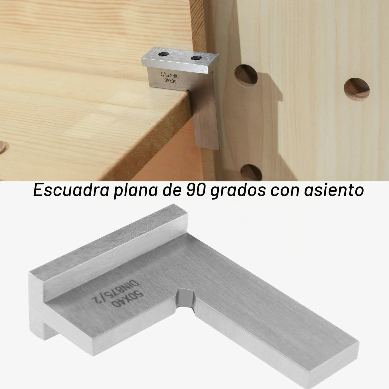 Regla Escuadra de Ingeniero Precisión DIN875/2 Acero al Carbono 50x40mm