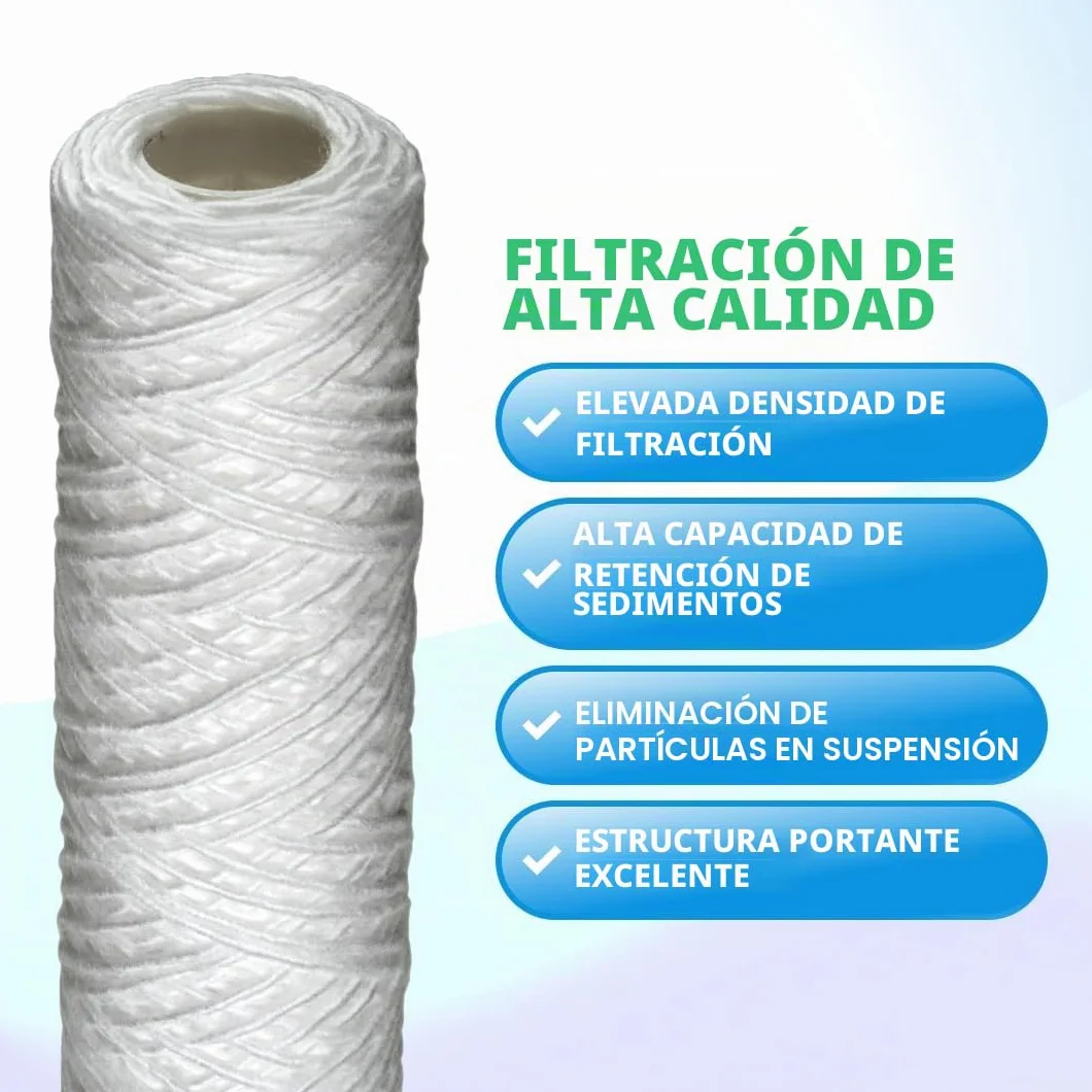 Cartucho filtrante de 10 pulgadas, hilo enrollado, 50 micras, paquete de 10 unidades