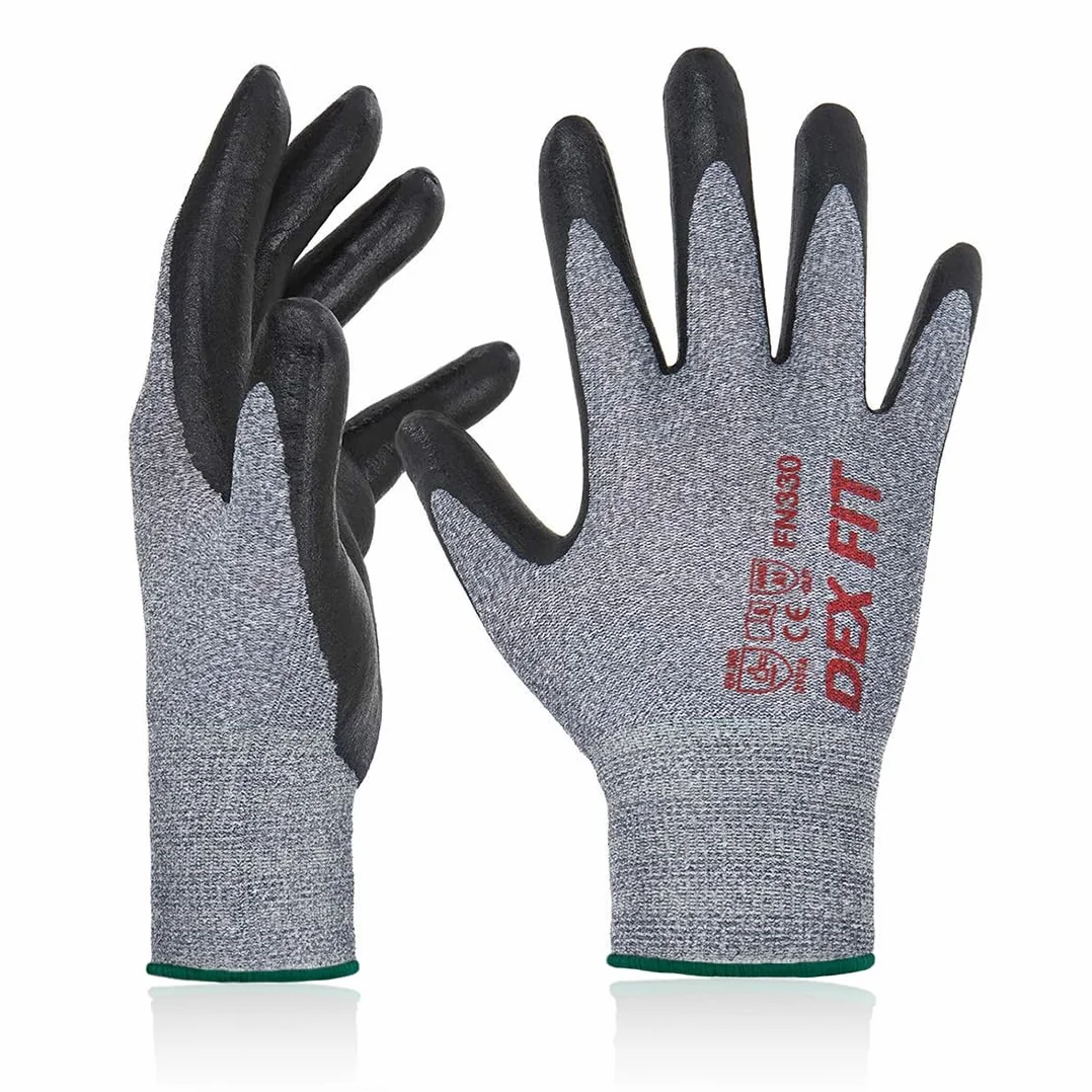 DEX FIT Guantes de Trabajo FN330, Nitrilo, Recubrimiento de Espuma Duradero, Táctil, Lavable