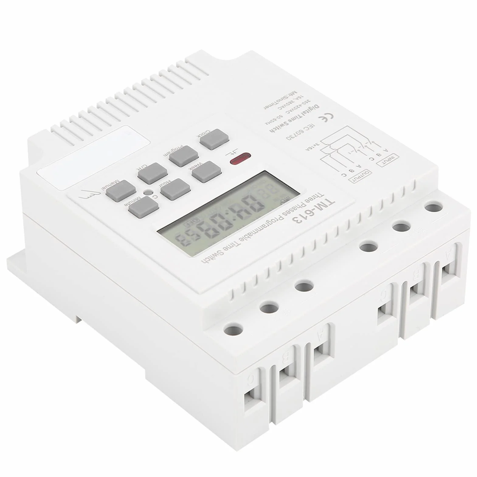 Generic Interruptor de Temporizador de Potencia Trifásico Programable Semanal Digital para Bomba de Agua de Motor Lámpara de Neón 380V, Mini Interruptor de Temporizador