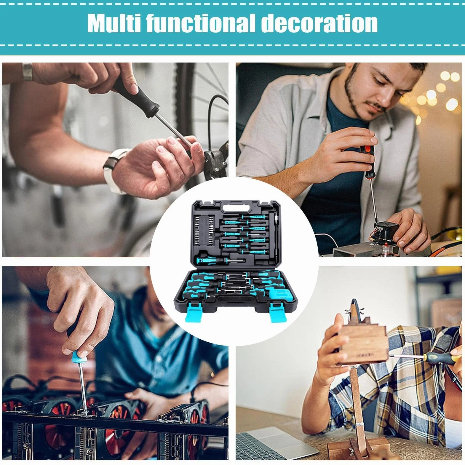 Juego de Destornilladores Magnéticos Herramientas Manuales Magnéticas Punta | Kit De 43 Piezas Con Punta Hexagonal para portátil ordenador gafas teléfono reloj TV coche hombre mujer