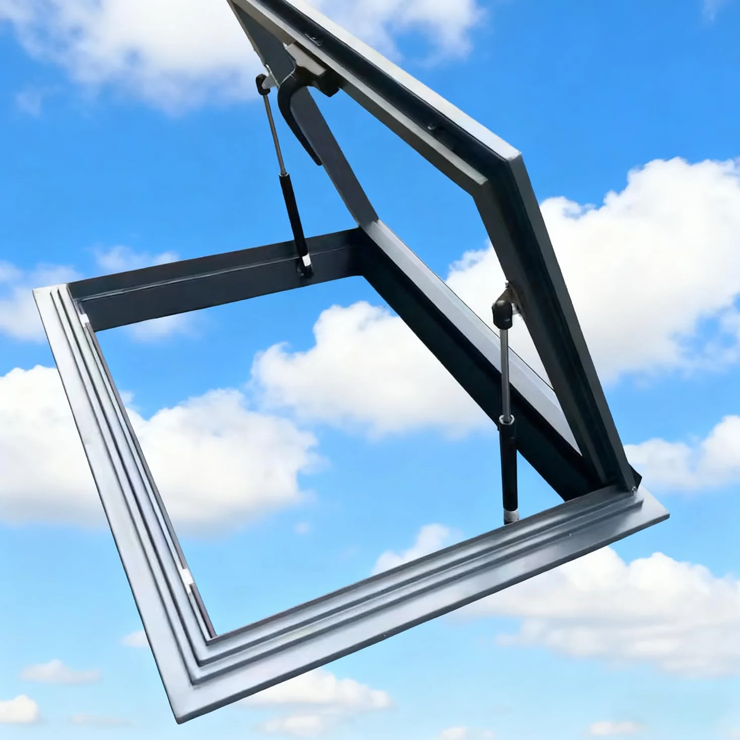 Ventana de Techo para El Hogar,Claraboya de Techo con Doble acristalamiento,Resistente a la Lluvia Claraboya Techo,para azoteas, áticos, sótanos,Gris,80×80cm