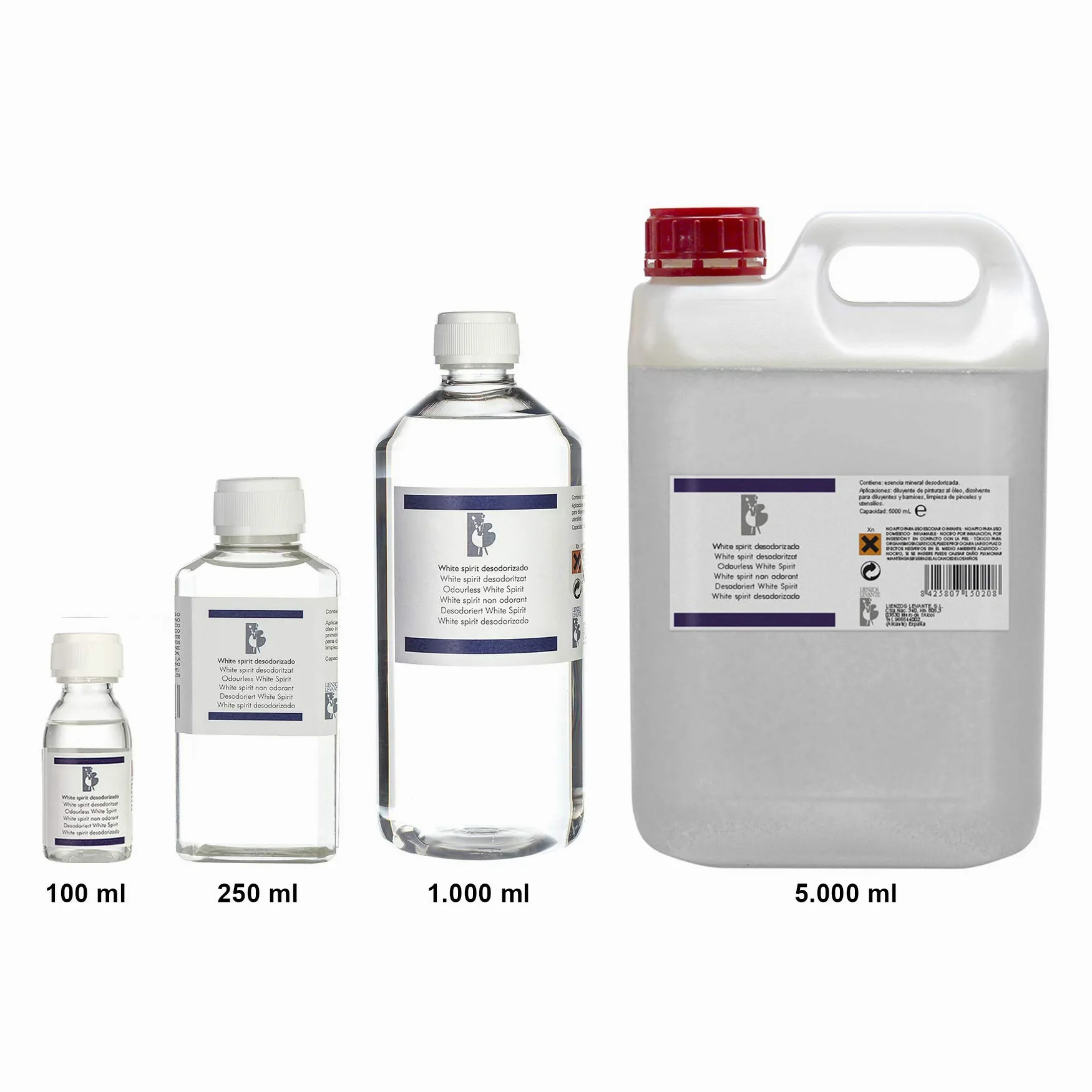 Lienzos Levante White Spirit, Desodorizado, Botella de 1000 ml
