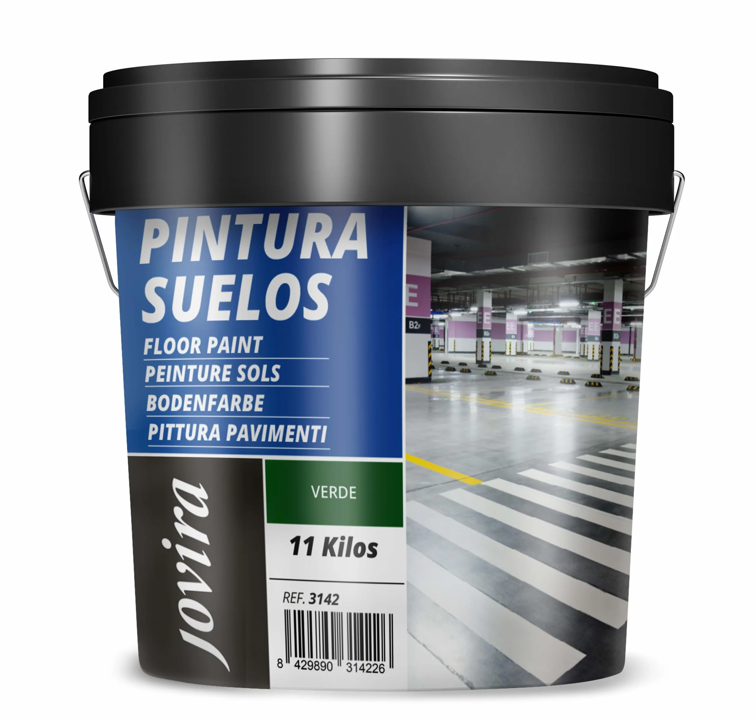 JOVIRA PINTURAS Pintura Suelos, Garajes y Pavimentos Deportivos, En General, Acabado Mate, Protege y Decora Las Superficies de Hormigón, Cemento y Asfalto, (11 Kg, Verde) A-16D