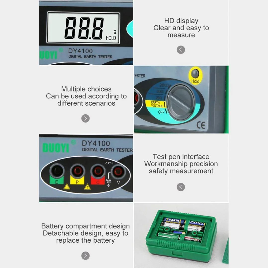 Digitaces Megohmetro 0-2000 Ohmios DCV ACV Medidor de Resistencia de Aislamiento