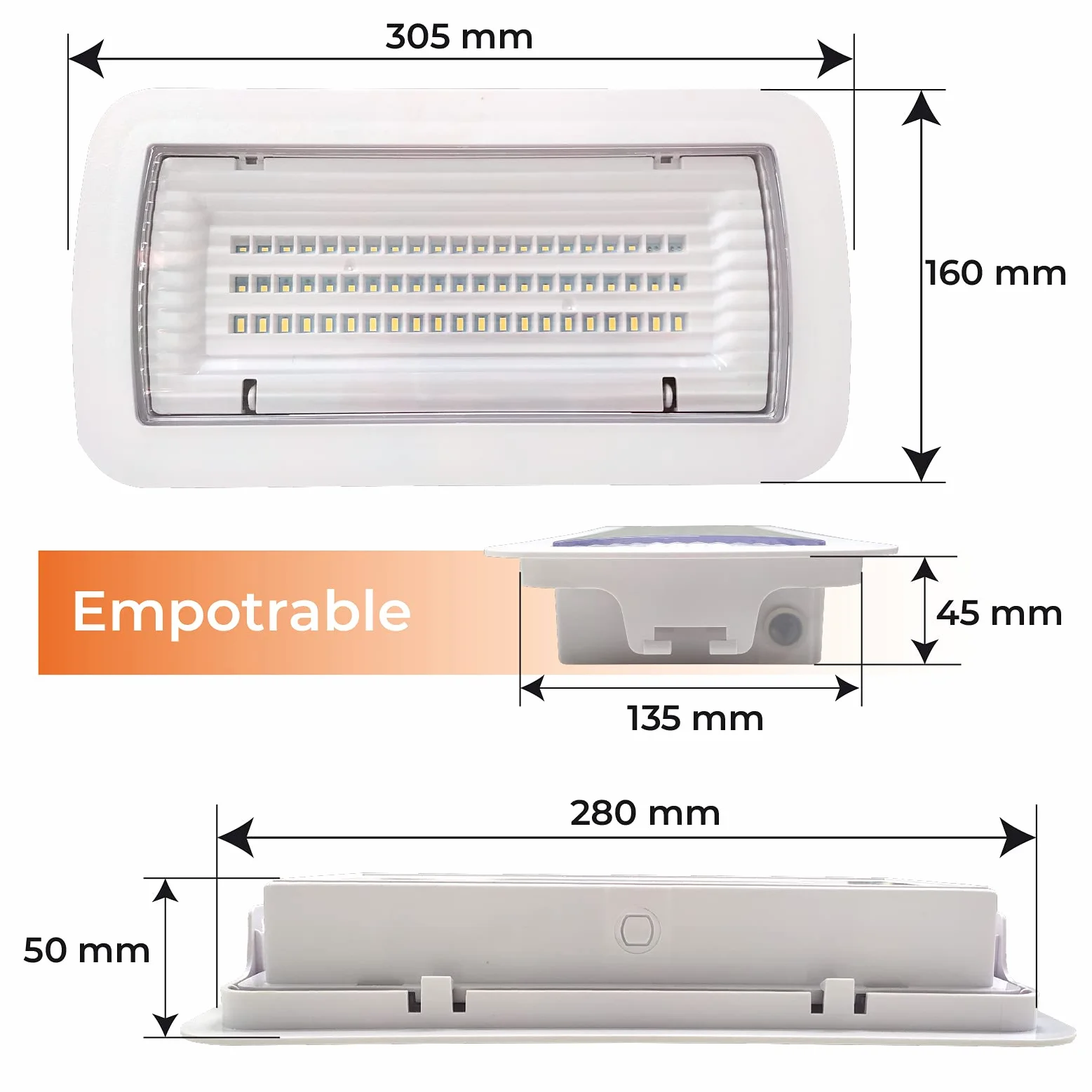 Pack 5x Luz de Emergencia LED Estanca 8W IP65 450 Lumenes 2 Horas Autonomía Impermeable