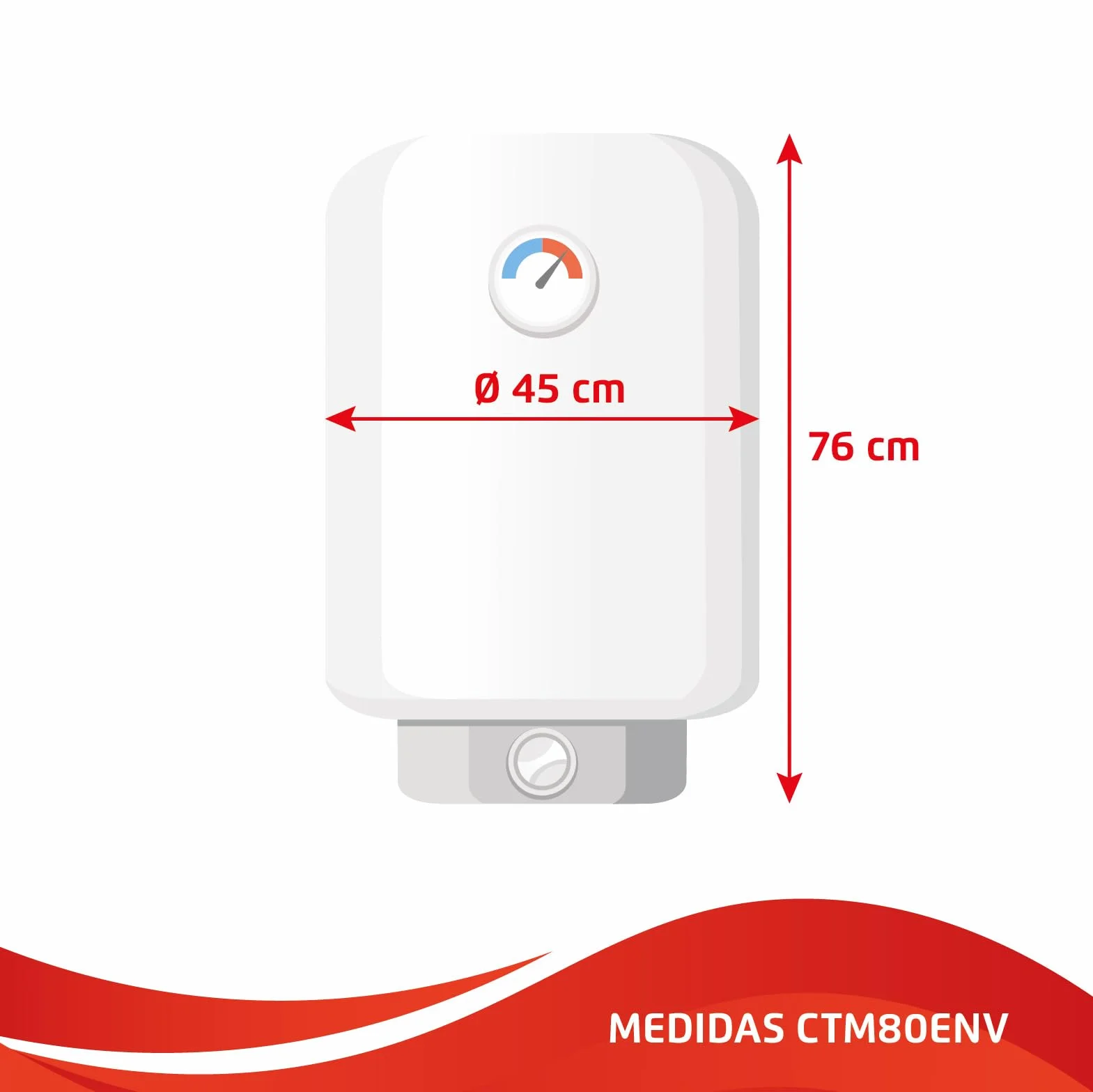 Corberó Termo Eléctrico CTM80ENV 80L Resistencia Envainada Eficiencia Energética C