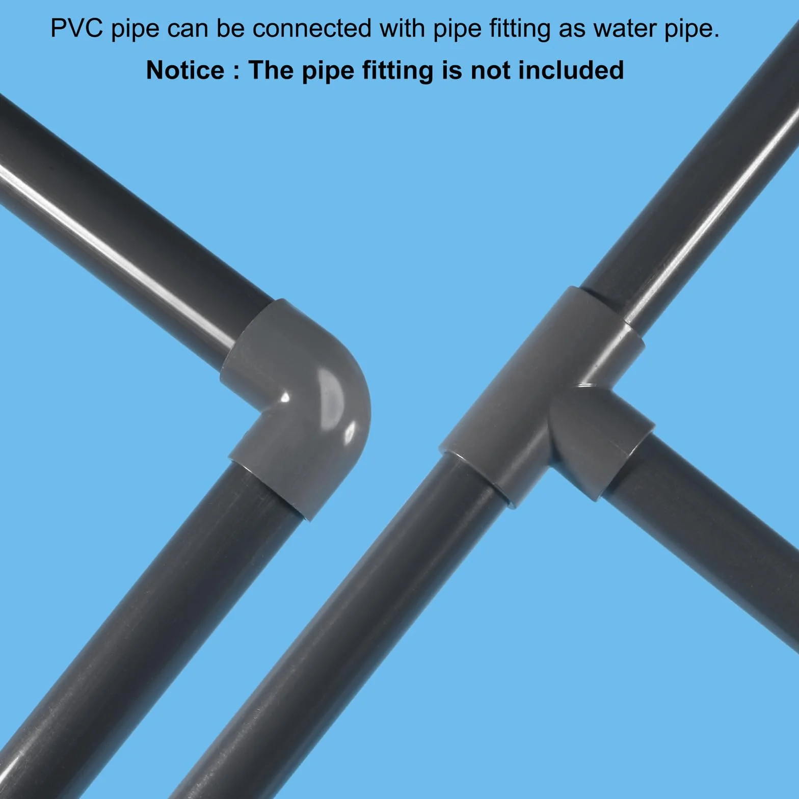 QUARKZMAN 30cm Tubo Rígido PVC 6x8mm ID*OD Alto Impacto Acuario Tubería Agua Piscina Riego Fontanería Gris Oscuro 2pcs