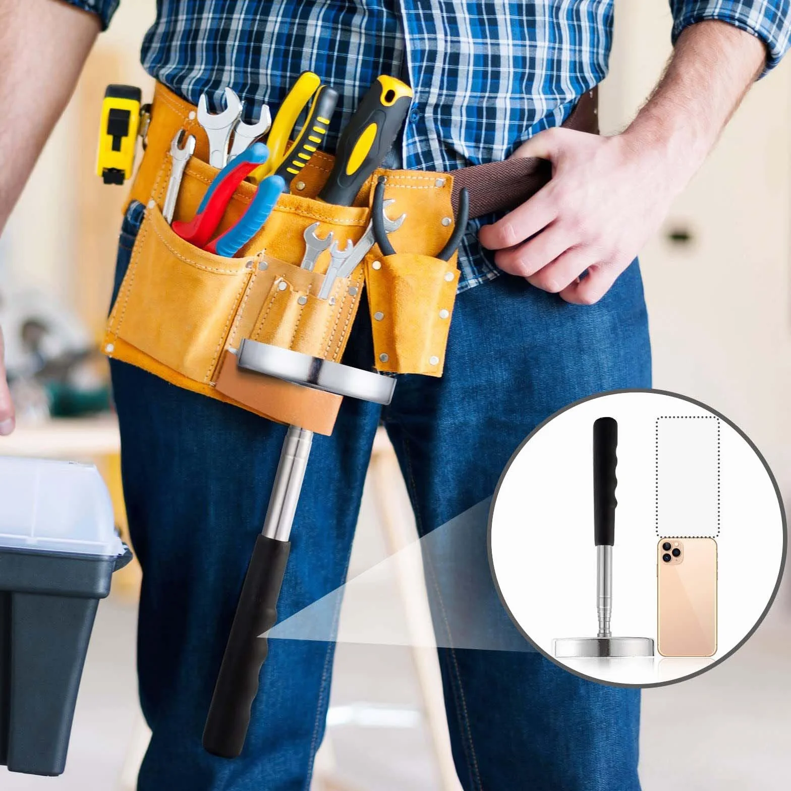 Herramienta Recogedor Magnético, Herramienta de Recogida Magnética 35LB Capacidad de Carga, Recogedor Magnético Telescópico(21.5-83.8cm), para Quitar Óxido de Objetos Metálicos Chatarra Taller Garaje