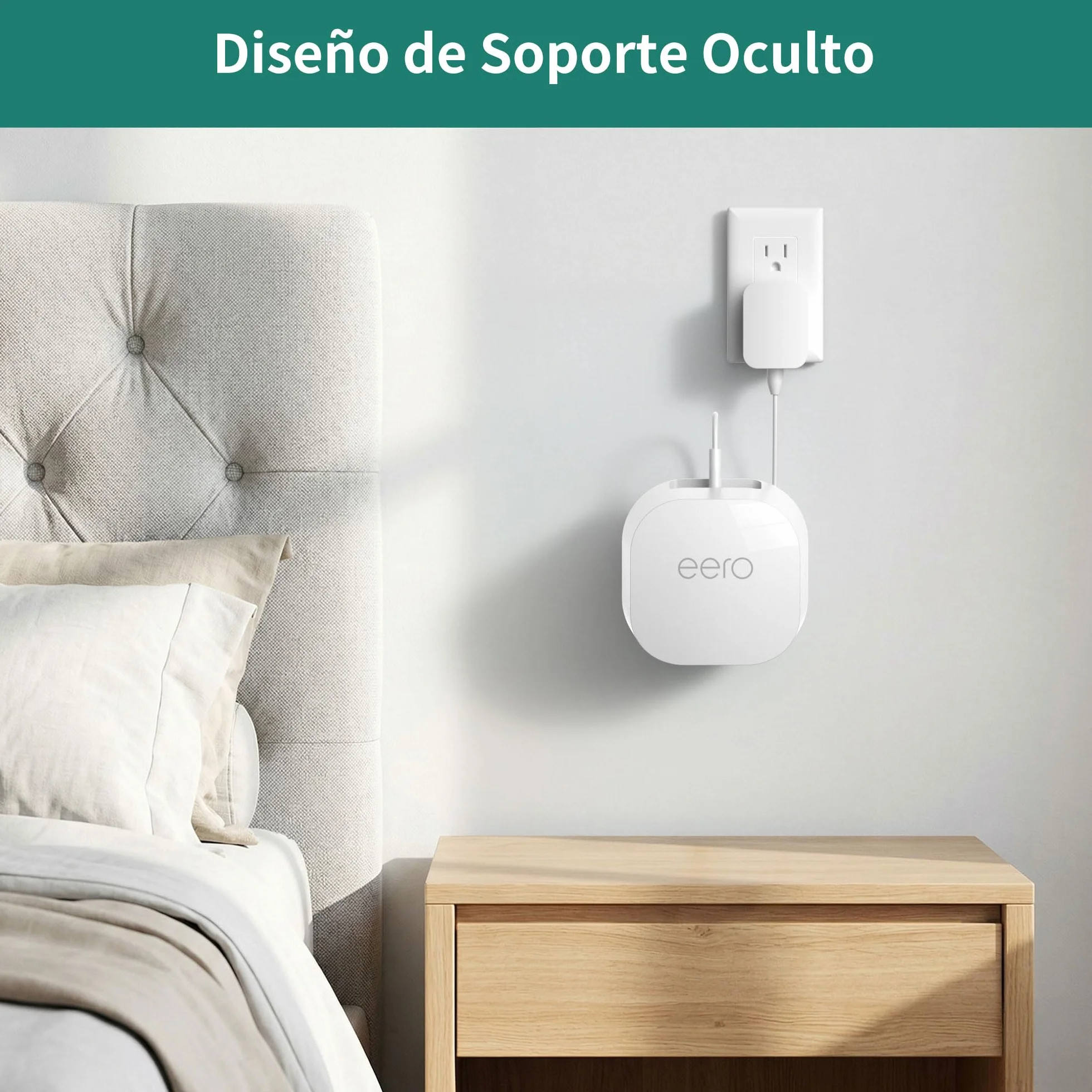 HomeMount eero - Soporte de pared para eero 7 / Pro 6E / Pro 6/6+ / 6, oculta cables de enrutador y libera espacio, soporte de pared para una mejor señal WiFi y configuración limpia (1 paquete, blanco