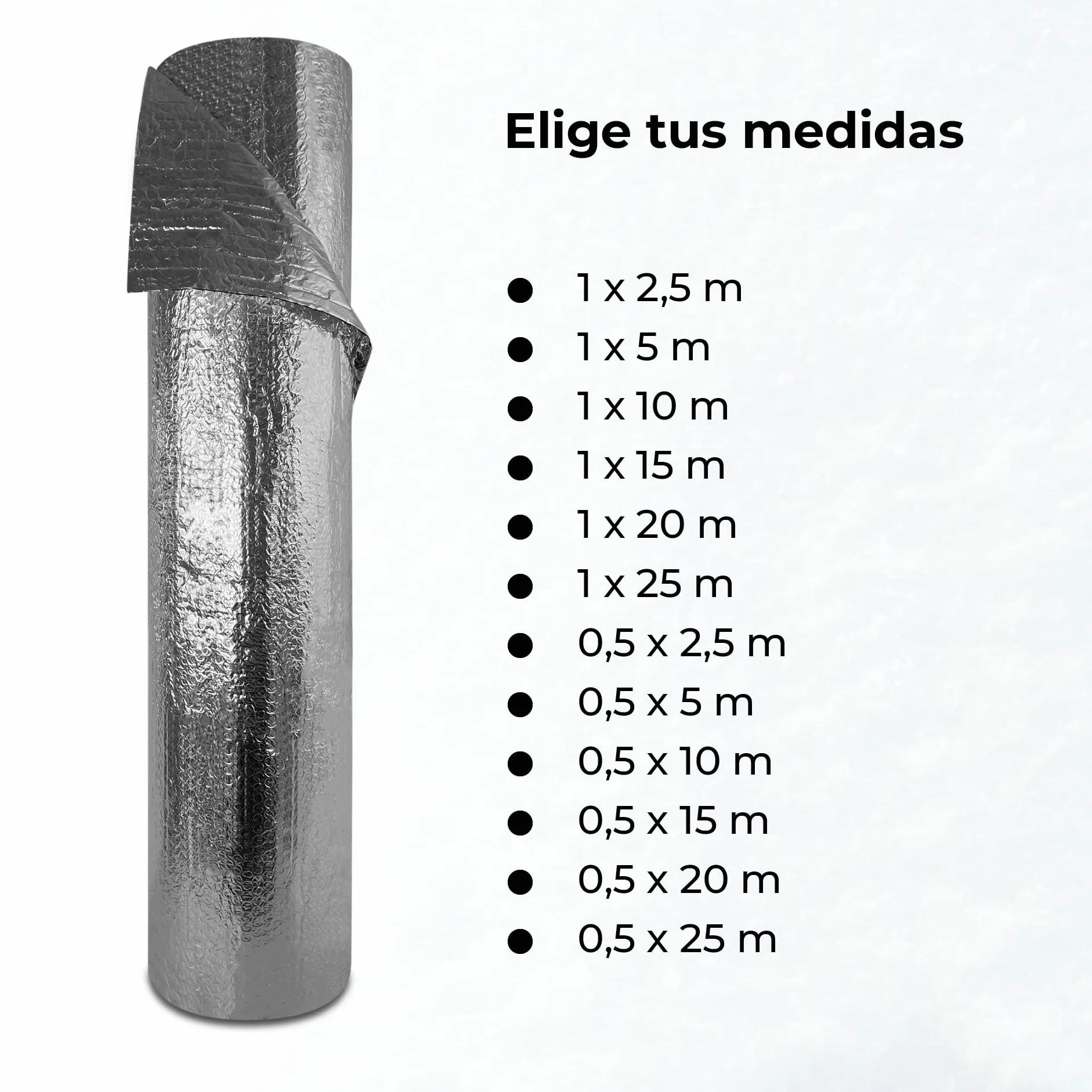 Aislante Térmico Reflexivo Aluminio Burbujas 0.5x25 m 12.5 m² Frío Calor Viviendas Caravanas Campers