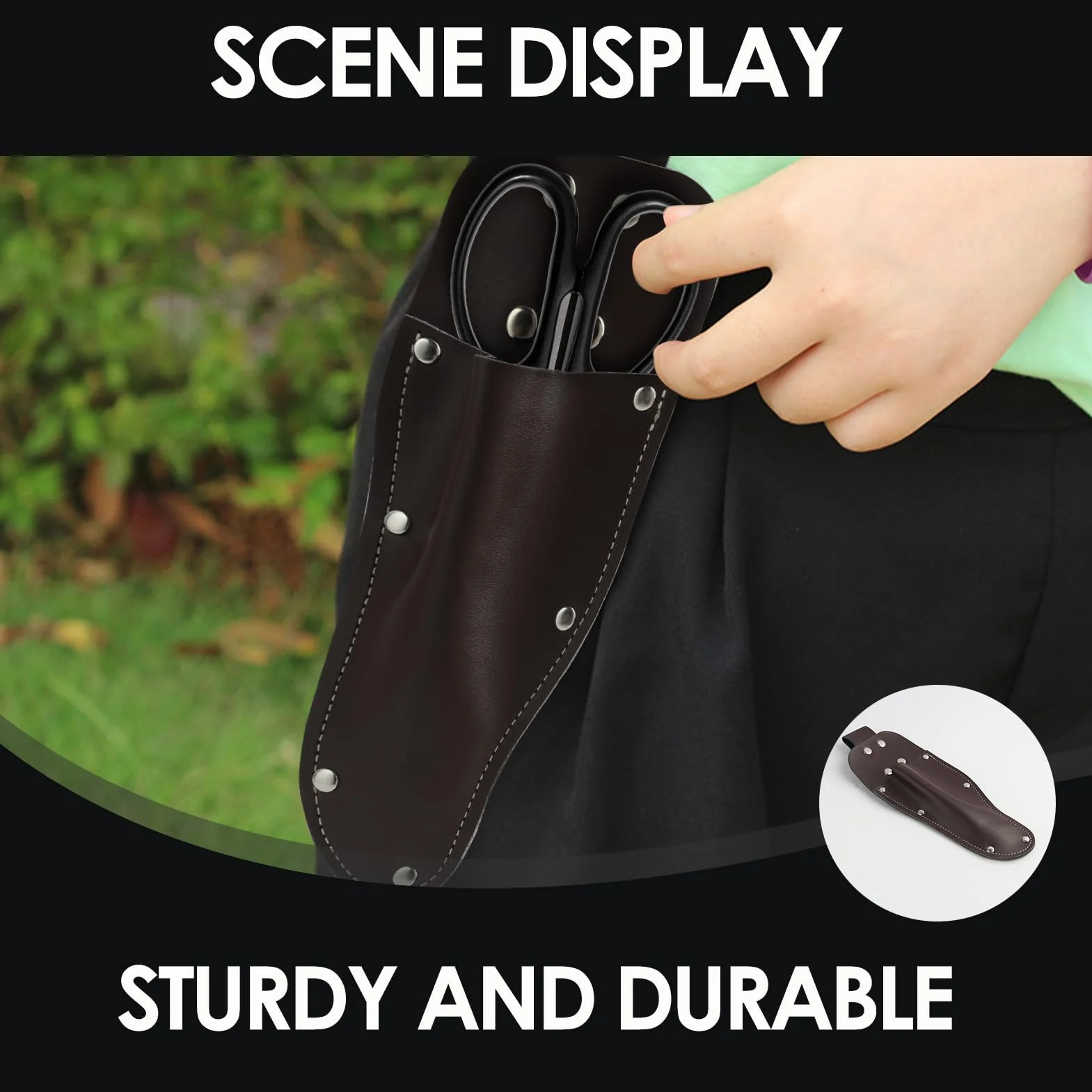 Funda Tijeras Podar, Pruner Holster, Funda de Cinturón para Cuchillo o Tijeras de Podar, Funda de Cuero Portátil Reforzada con Remaches, Ideal para Jardinería y Actividades al Aire Libre