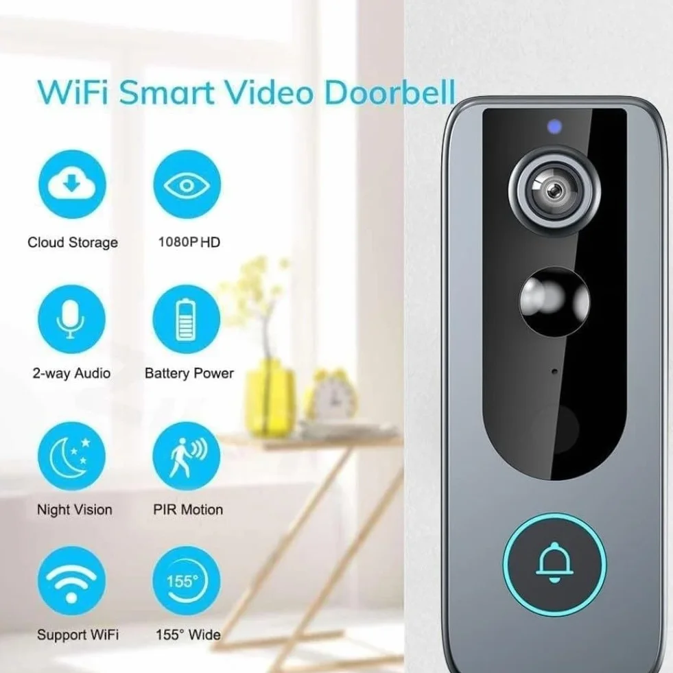 Timbre inalámbrico inteligente con video para timbre TUYA WiFi, video HD 720P, audio bidireccional, detección de movimiento, recargable por USB-C
