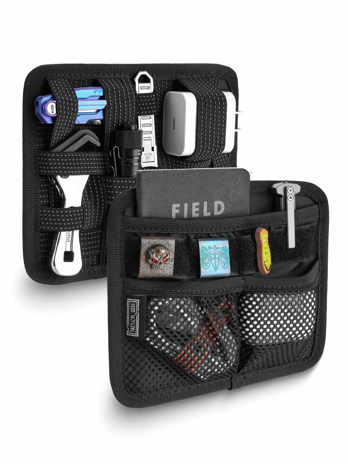 TACTICAL_GEEK TCM8 - Tablero organizador EDC, tablero tejido elástico antideslizante, panel de inserción de bolsa de utilidad para equipo pequeño, accesorios de mochila con bolsillo abierto y bolsillo
