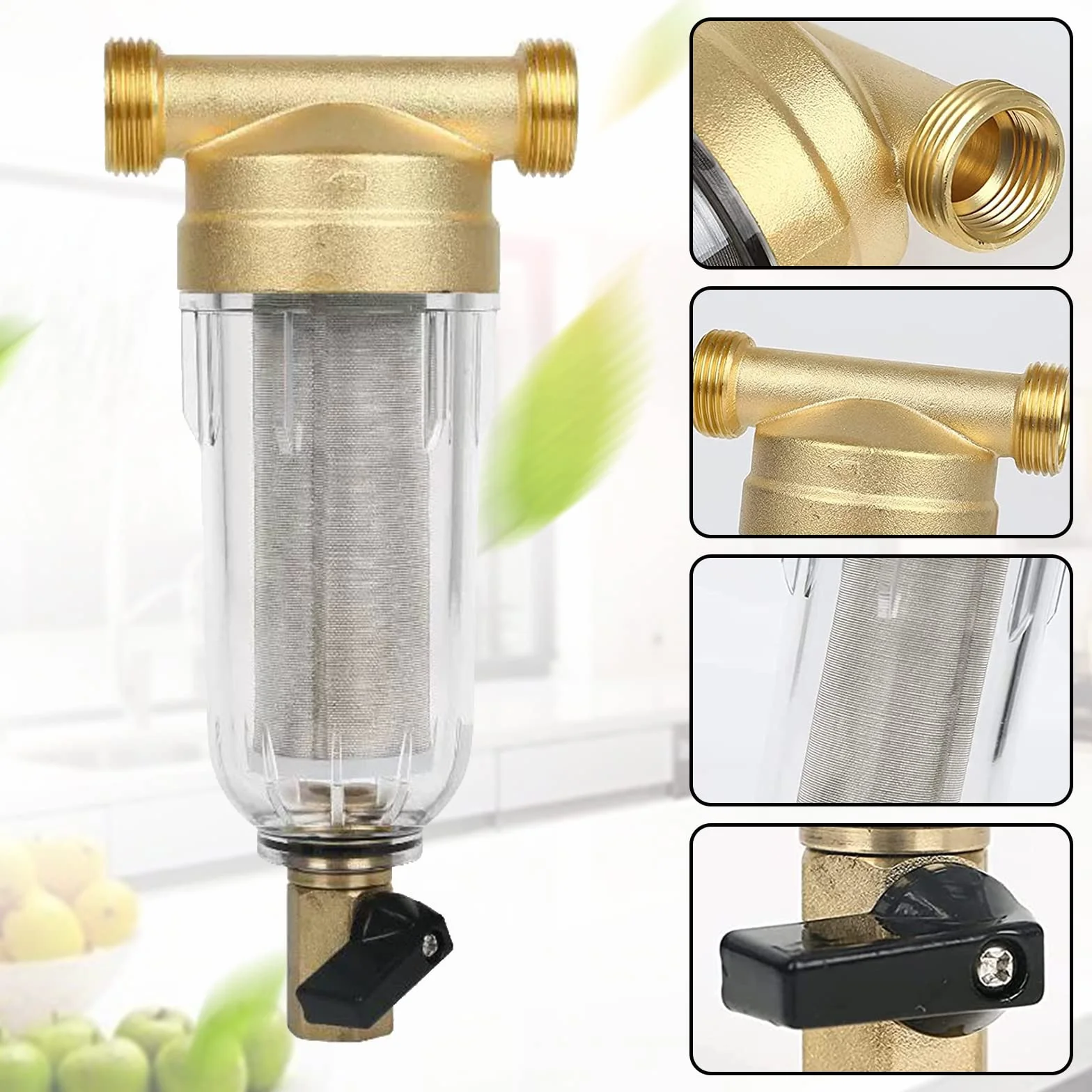 Filtro Fino Lavable, Prefiltro, Filtro de Agua del Grifo, Filtro de Sedimentos del Prefiltro, Filtro de Agua de Sedimentos Giratorio, para Filtro de Sedimentos de Manguera de Agua de Pozo