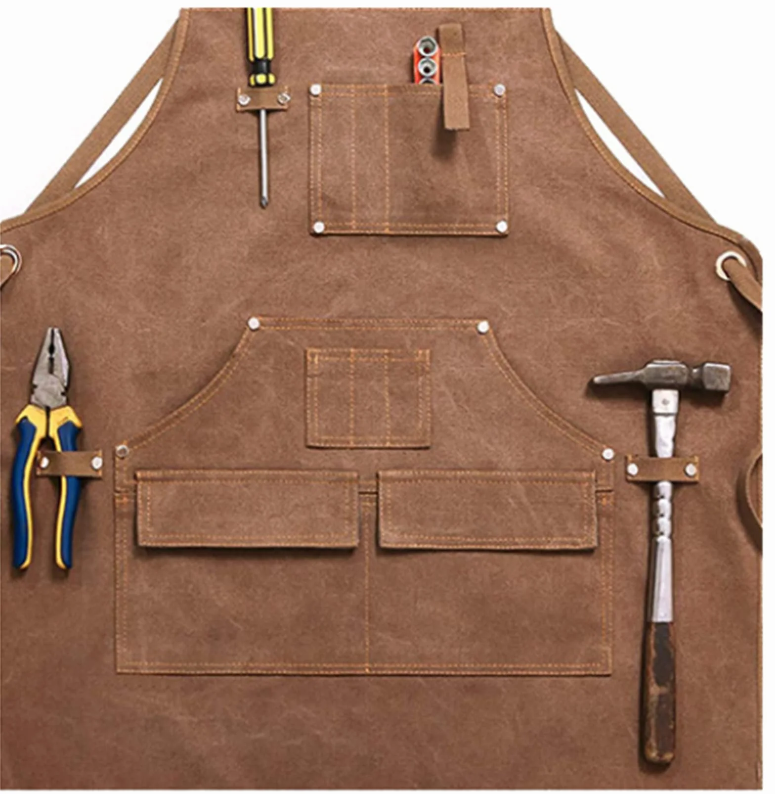 Delantal para Carpintero,Delantal de Trabajo con Bolsillos,Delantal Vaquera Hombre Delantales Barbacoa Lona Vaquera Para Hombres, Ajustable de M a XXL para Carpintería Soldadura Mujer Hombre