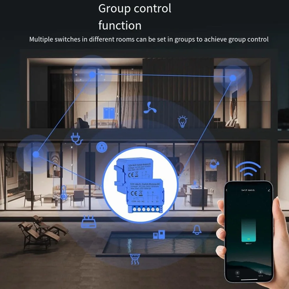 Relé inteligente WiFi de contacto seco, control por voz, temporizador, funciones de programación de cuenta regresiva para Tuya, para control de iluminación, ACS, ventilador de audio (AC110V-240V)