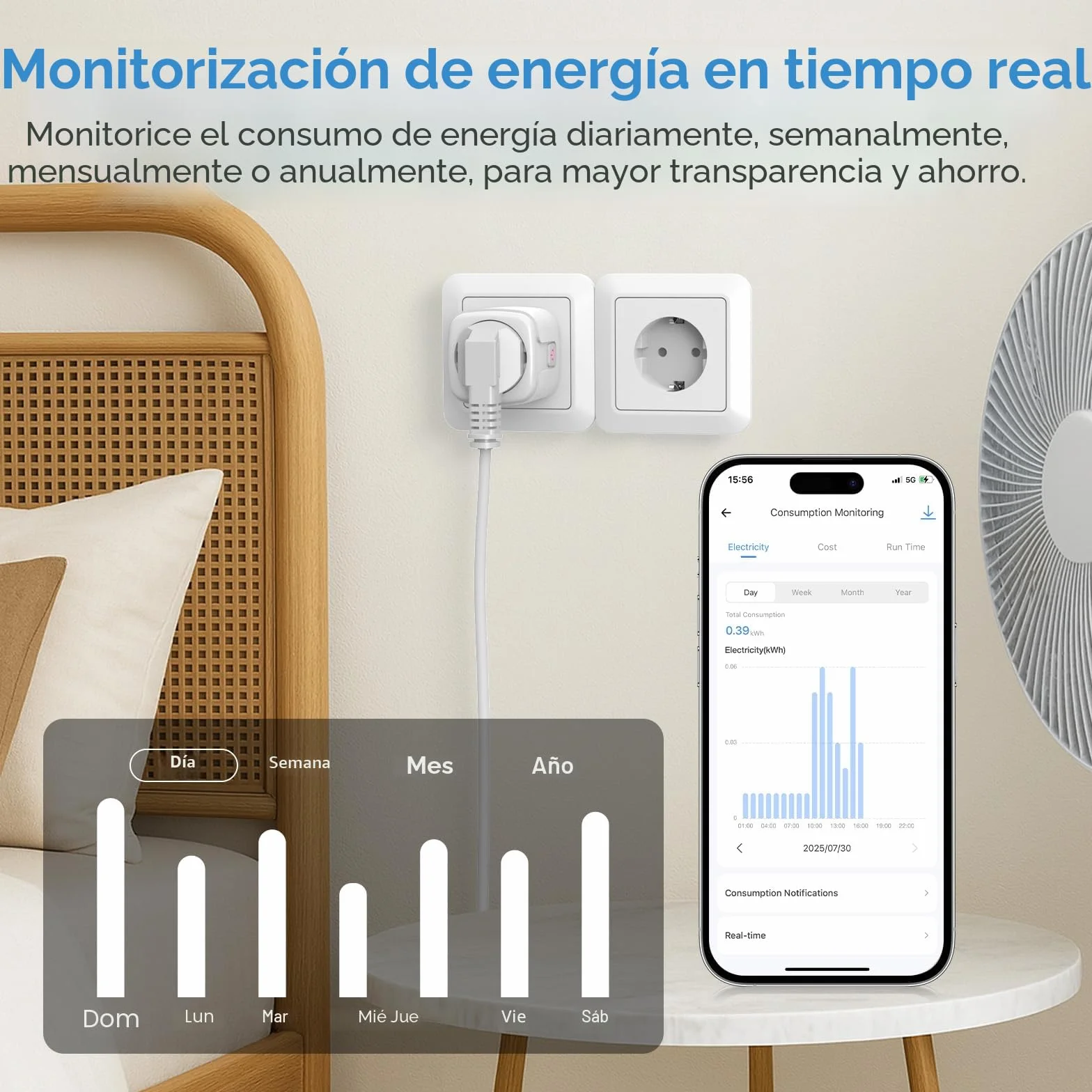 SURFOU Enchufe Inteligente WiFi 2.4GHz, Smart Plug 16A Compatible con Alexa y Google Home, Control por Voz y APP, Temporizador Programable, Ahorro Energético, Sin Hub Necesario
