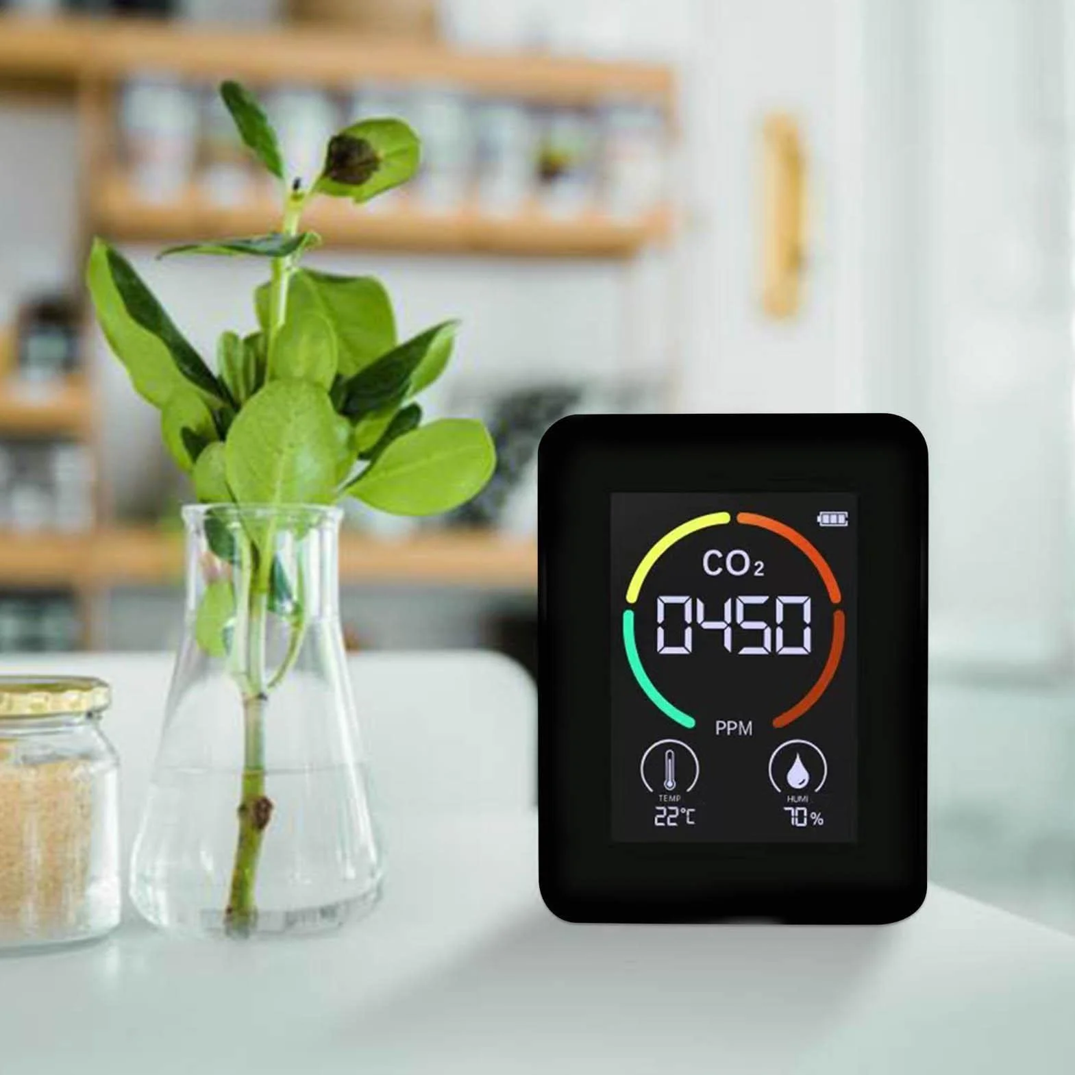 Calidad Aire Detector Co2, Medidor Co2, Comprobador Dióxido Carbono/Humedad/Temperatura, Homologado para Salas, Oficinas Y Diversas Ocasiones