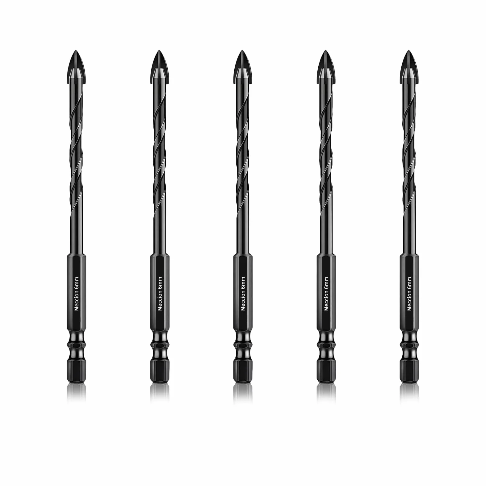 Brocas Porcelanico, Meccion 6mm 5Pcs Broca Azulejos de Carburo de Tungsteno Profesional para Vidrio, Cerámica, Mármol, Granito