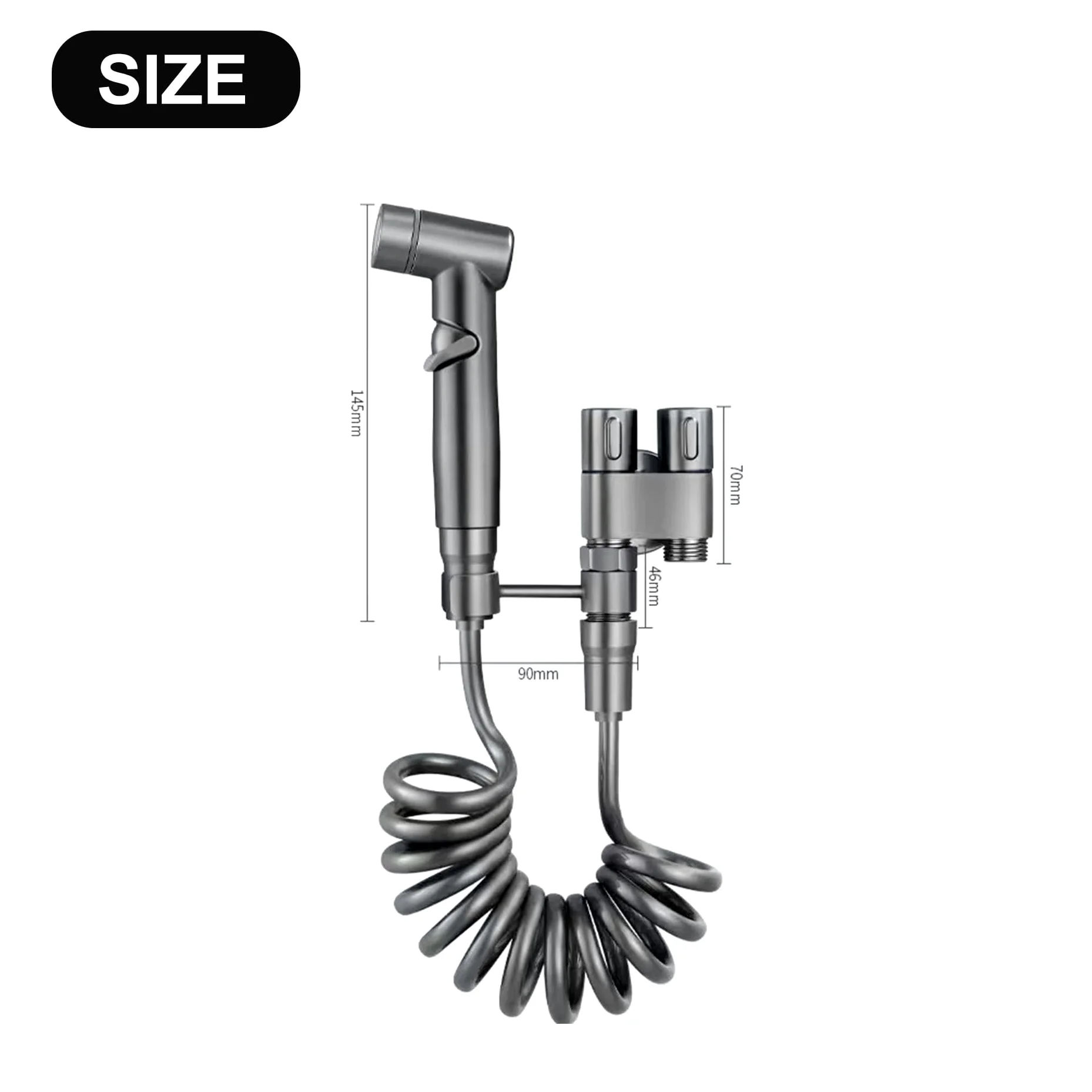 Juego de rociadores de bidé, ducha portátil, accesorio de bidé para inodoro del Reino Unido, ducha de bidé con manguera extensible de 2 m y pulverizador de válvula de control doble (Grey-T)