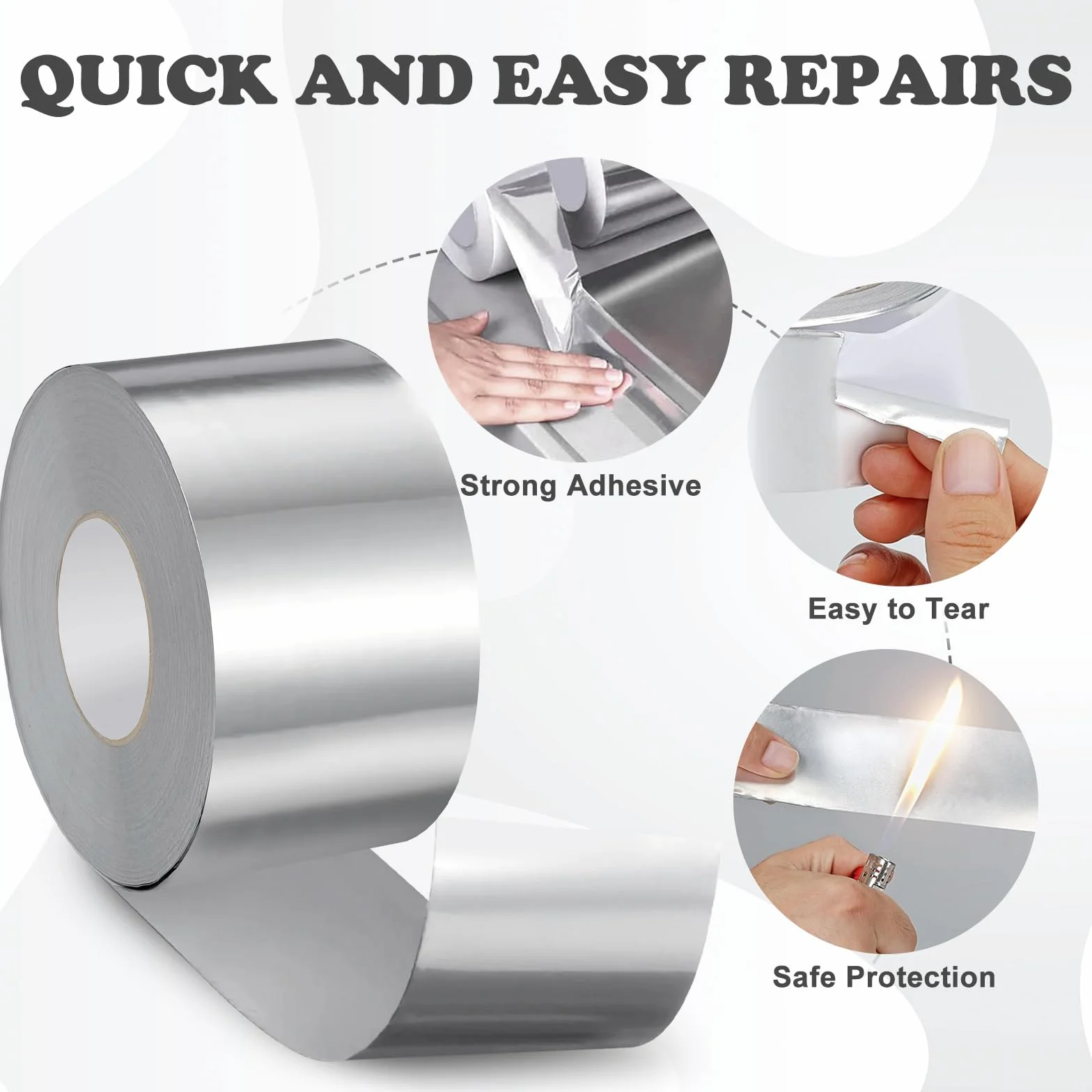 PUWOWYE Cinta De Aluminio, Cinta Aluminio Adhesiva Impermeable y Resistente al Calor, Aluminio Para Sellar para Barreras de Vapor, Sistemas de Ventilación y Aire Acondicionado (50 mm x 10 m)