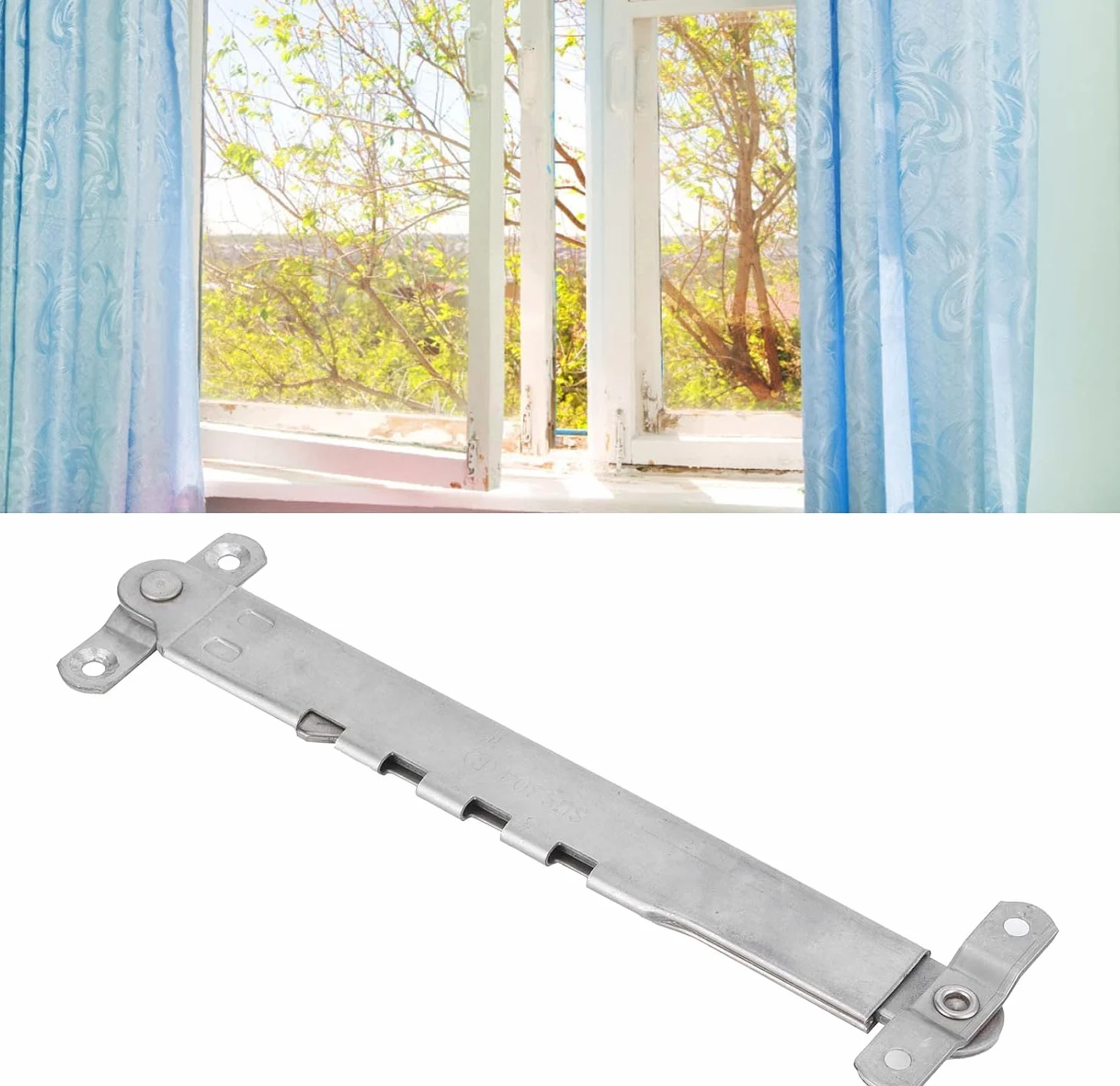 Limitador de Ventana, Ajustable Soporte Ventana Restrictor Refuerzo Ventana Soporte Abatible Telescópico Acero Inoxidable Puntal Ventana Externo Prueba Viento 28x6cm/11,0x2,4in (2 Pcs)