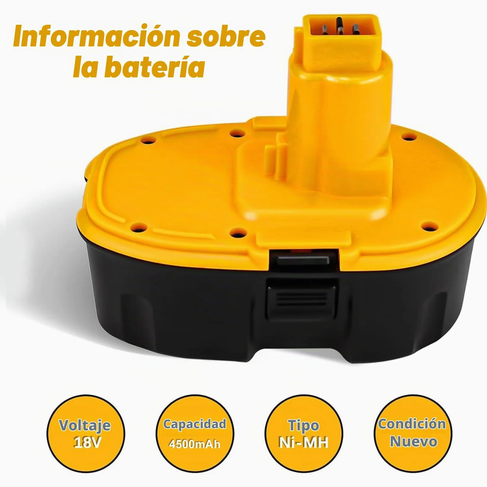 2X Exemoro 18V 4.5Ah NI-MH batería de Repuesto Herramienta batería para Dewalt DC9096 DE9039 DE9095 DE9096 DE9098 DE9503 DW9095 DW9096 DW9098 (Rojo)