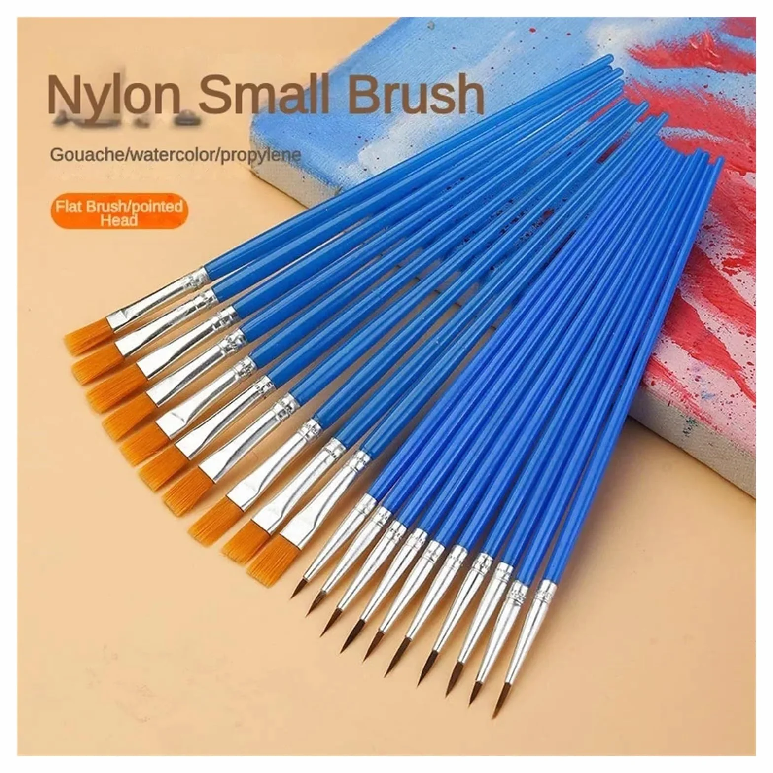 Brochas Pintura Juego de Pinceles Pintura Pelo Plano Redondo, Pincel con cerdas Nailon for Acuarela al óleo, Suministros Arte Escolar, 10/20/50 Uds(50 PCS Flat Brushs)