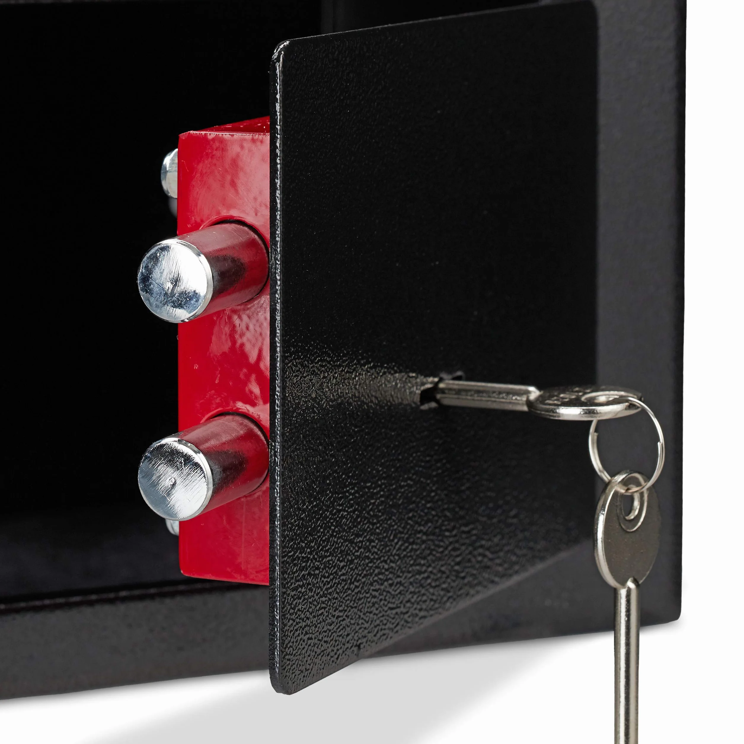 Relaxdays Caja Fuerte Pequeña Mini Safe con Llaves, Acero, 17 x 23 x 17 cm, Negro