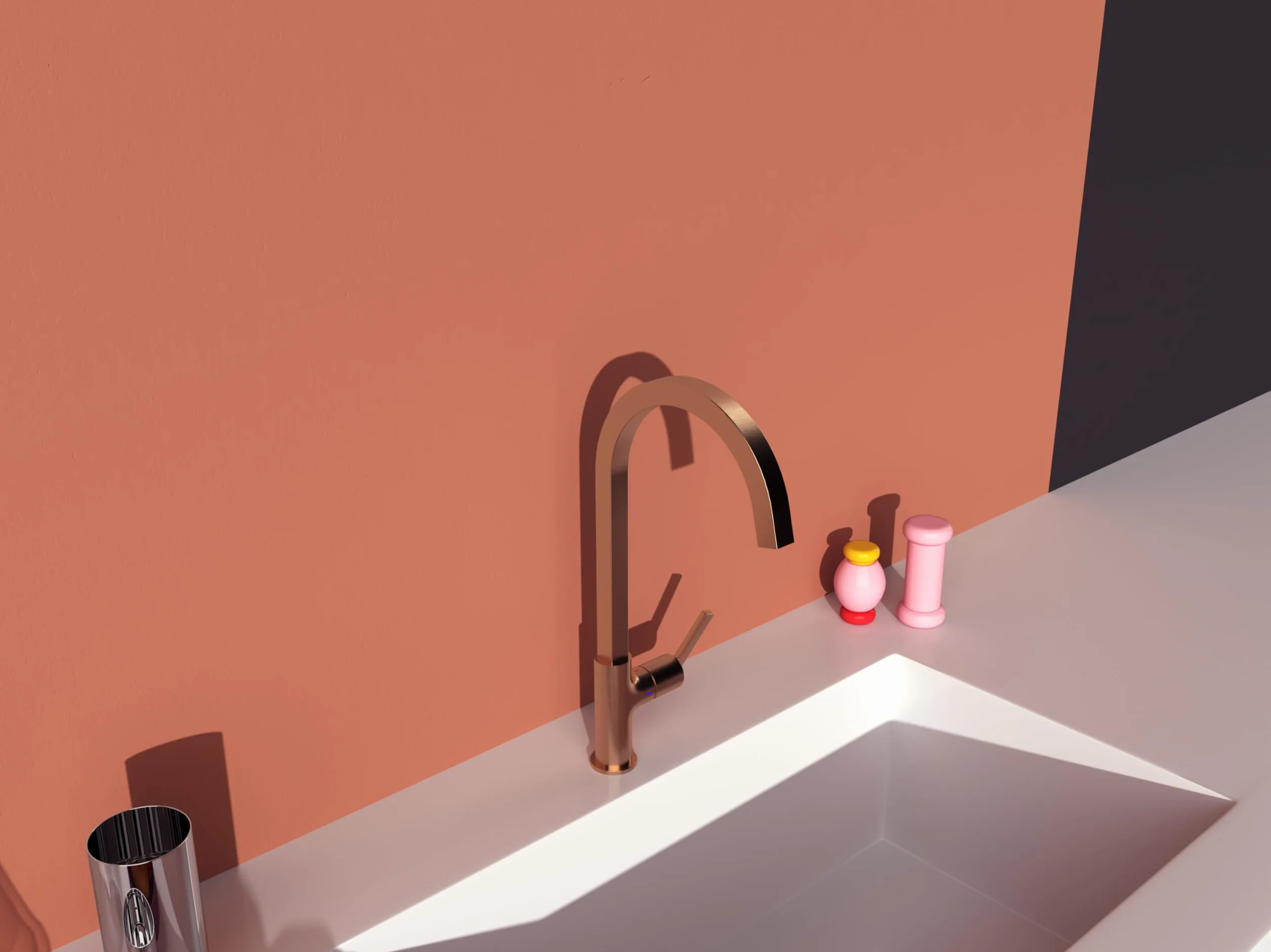Ideal Standard Gusto Monomando Cocina Caño Cuadrado C FirmaFlow Giratorio 360° EasyFix+ Rosa Atardecer