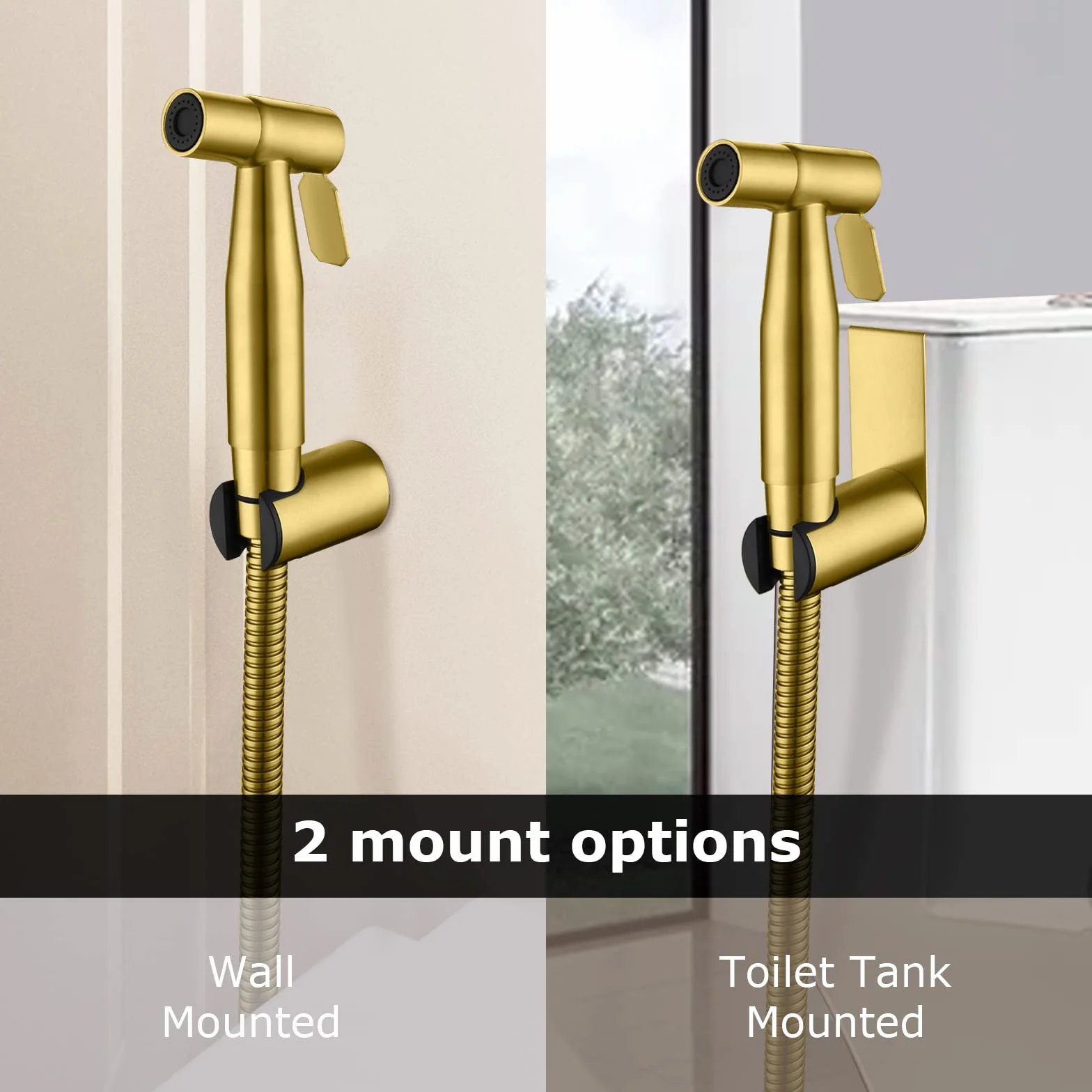 [LOSCHEN] Bidé de pared Kit de pulverización para inodoro, pulverizador de mano accesorio de inodoro de acero inoxidable para mascotas cuarto de baño/higiene personal/baño (Glod)
