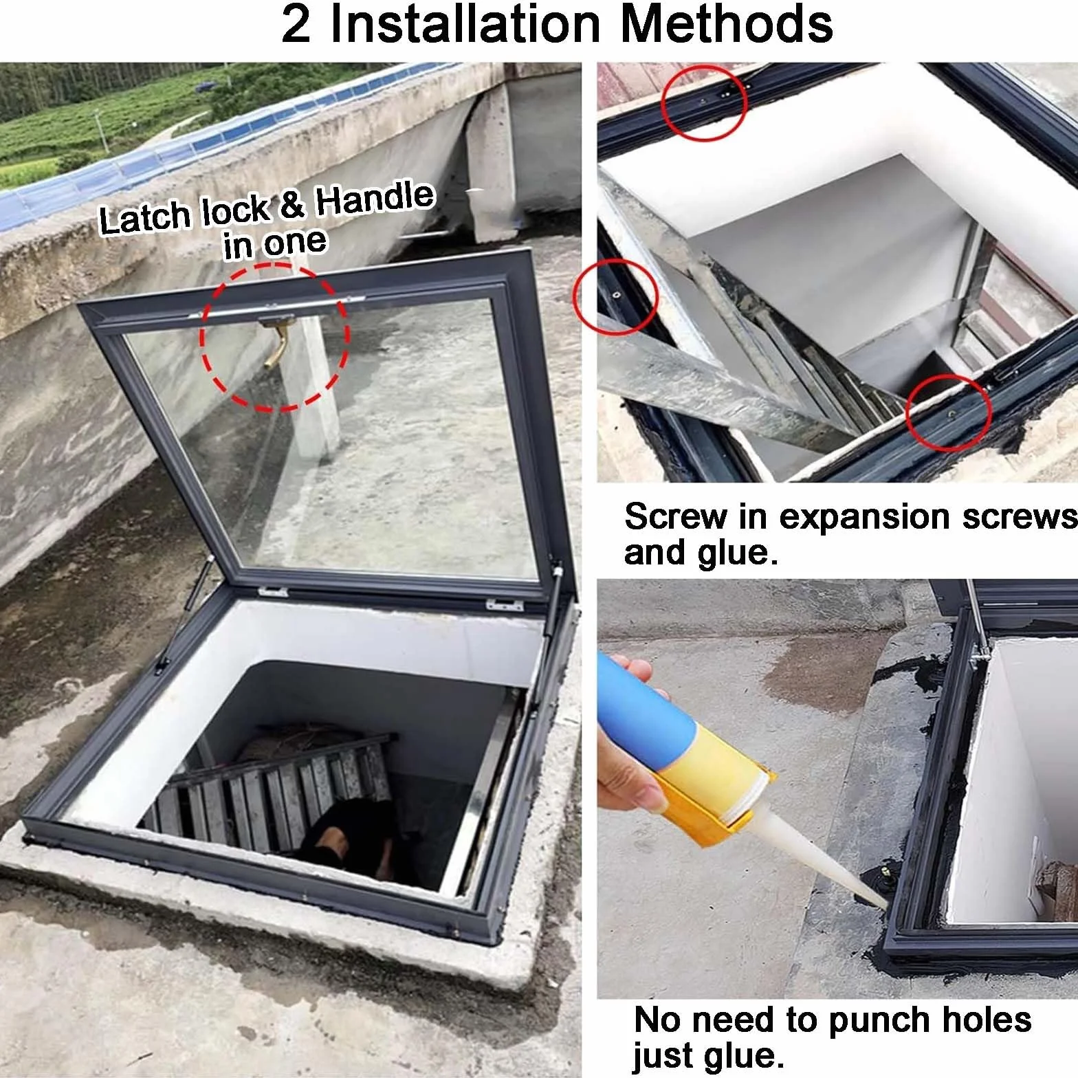 Ventana de Techo, Ventanas de Tejado,Claraboya para Techo, Tragaluz con Ventilación Manual con Vidrio Templado de Doble Capa para Áticos, Sótanos, Cobertizos(LxW 75x100cm/29.5x39.4in)