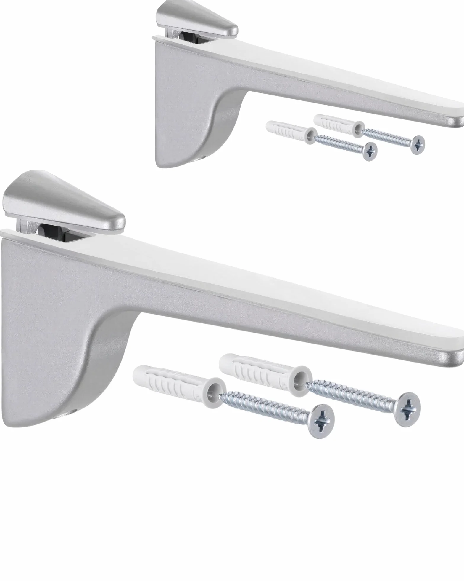 Gedotec Design Soporte de estante de vidrio - Plata mate | 2 piezas - soporte de estante de carga pesada | PINOCCHIO | estante de pared de metal | soporte de estante hasta 50 kg | soporte de estante