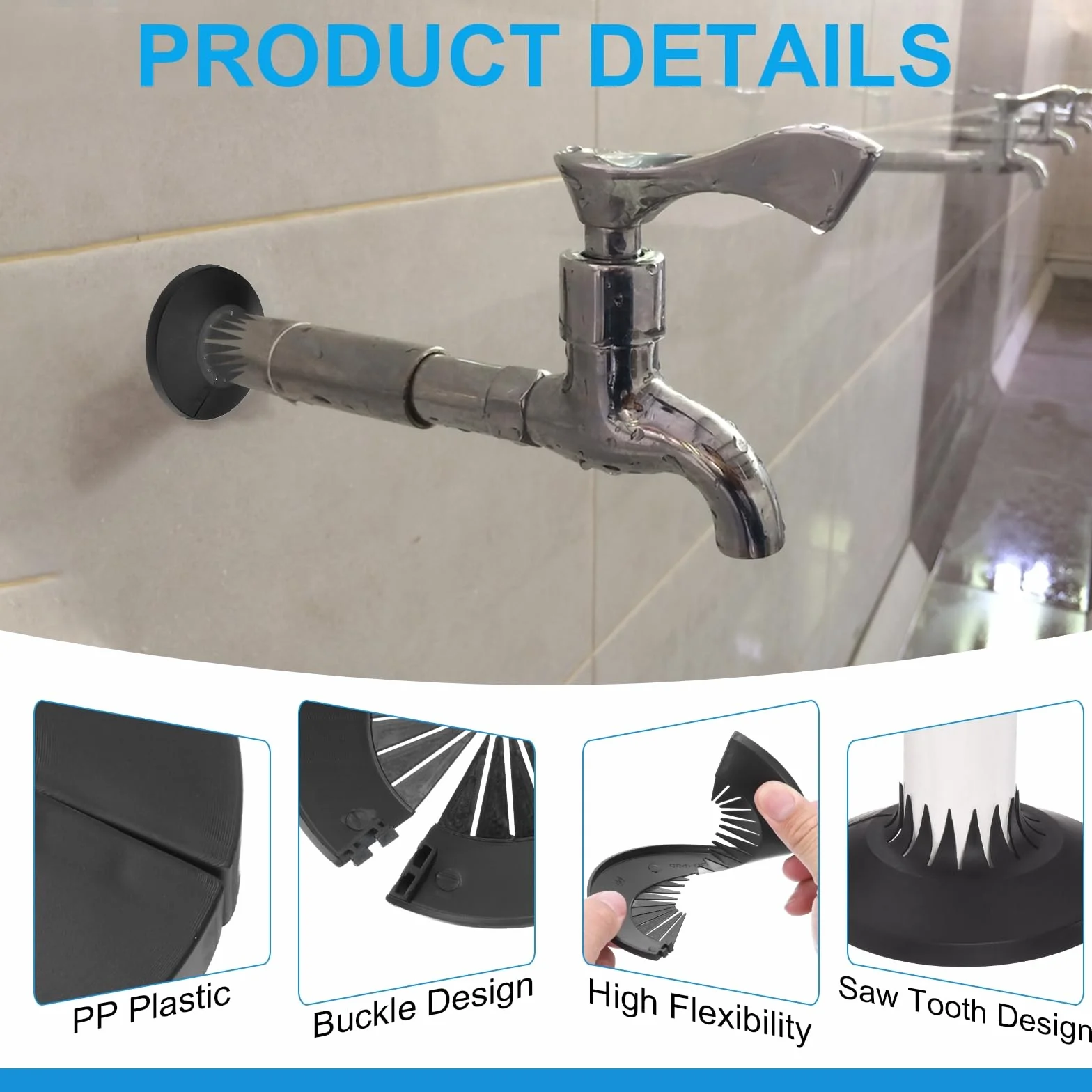 PATIKIL Cubierta de Tubería de Agua para Decoración Ajuste 0.55"-1.14" (14-29mm), 8 Piezas de Brida de Tubería de Agua de Plástico PP Placa de Escudo Collar, Negro