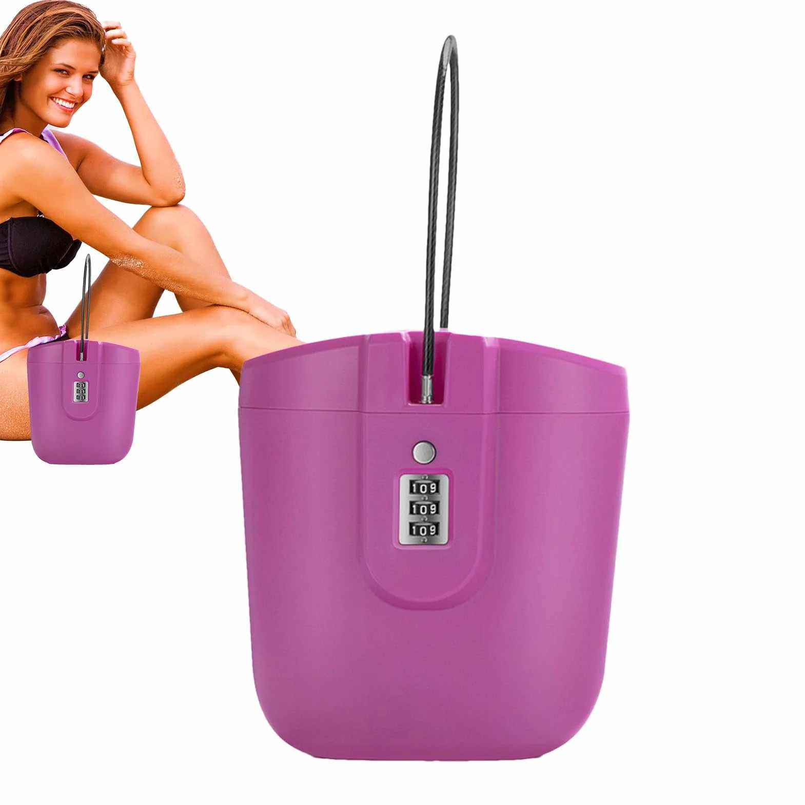 Caja de Bloqueo Portátil para Playa y Viaje, Caja Fuerte con Código Combinado de 2L