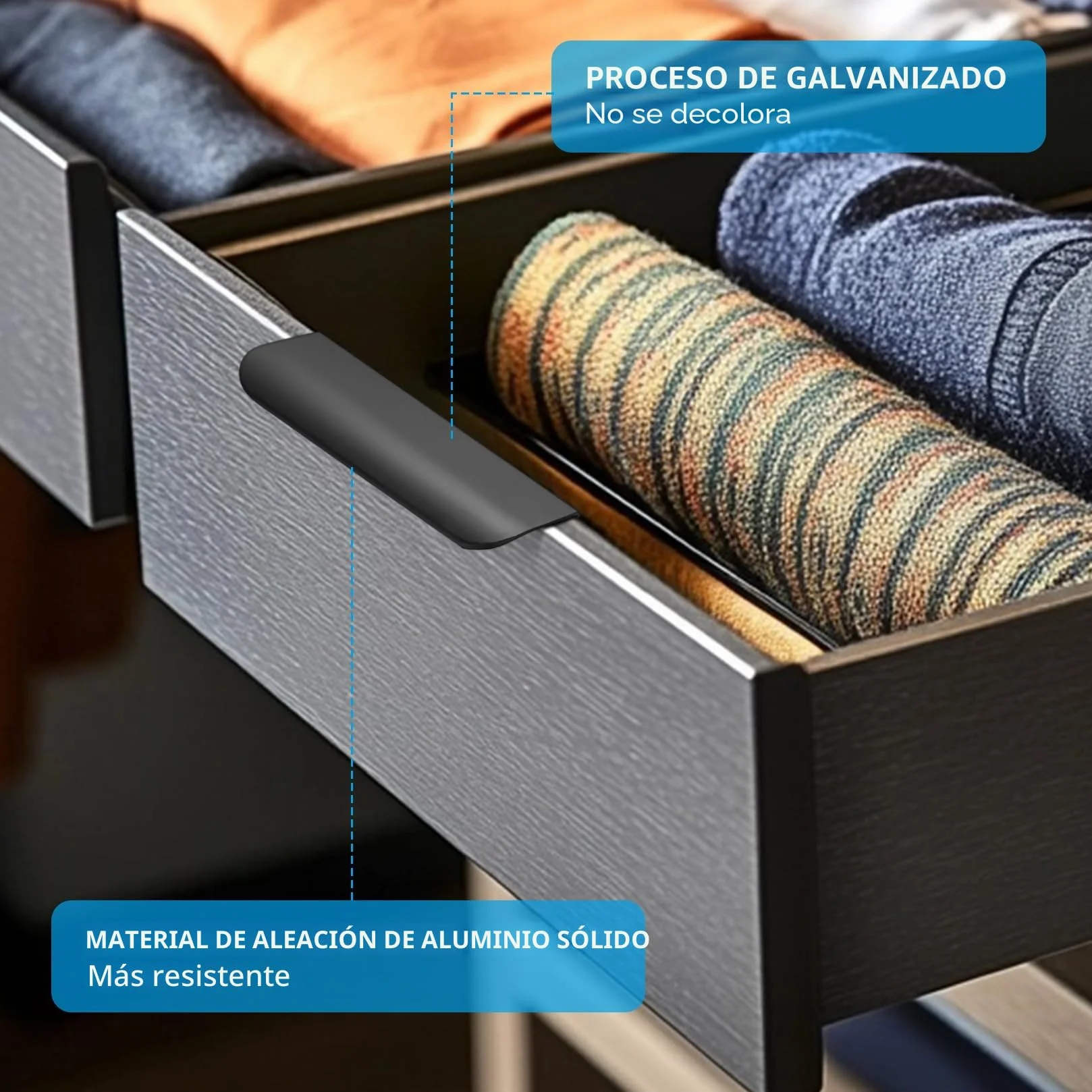 8 Pcs Tiradores Cocina Negros, Tiradores de Puertas para Armarios Dormitorio Cajones Cocina Aparador Muebles, Negros/120mm