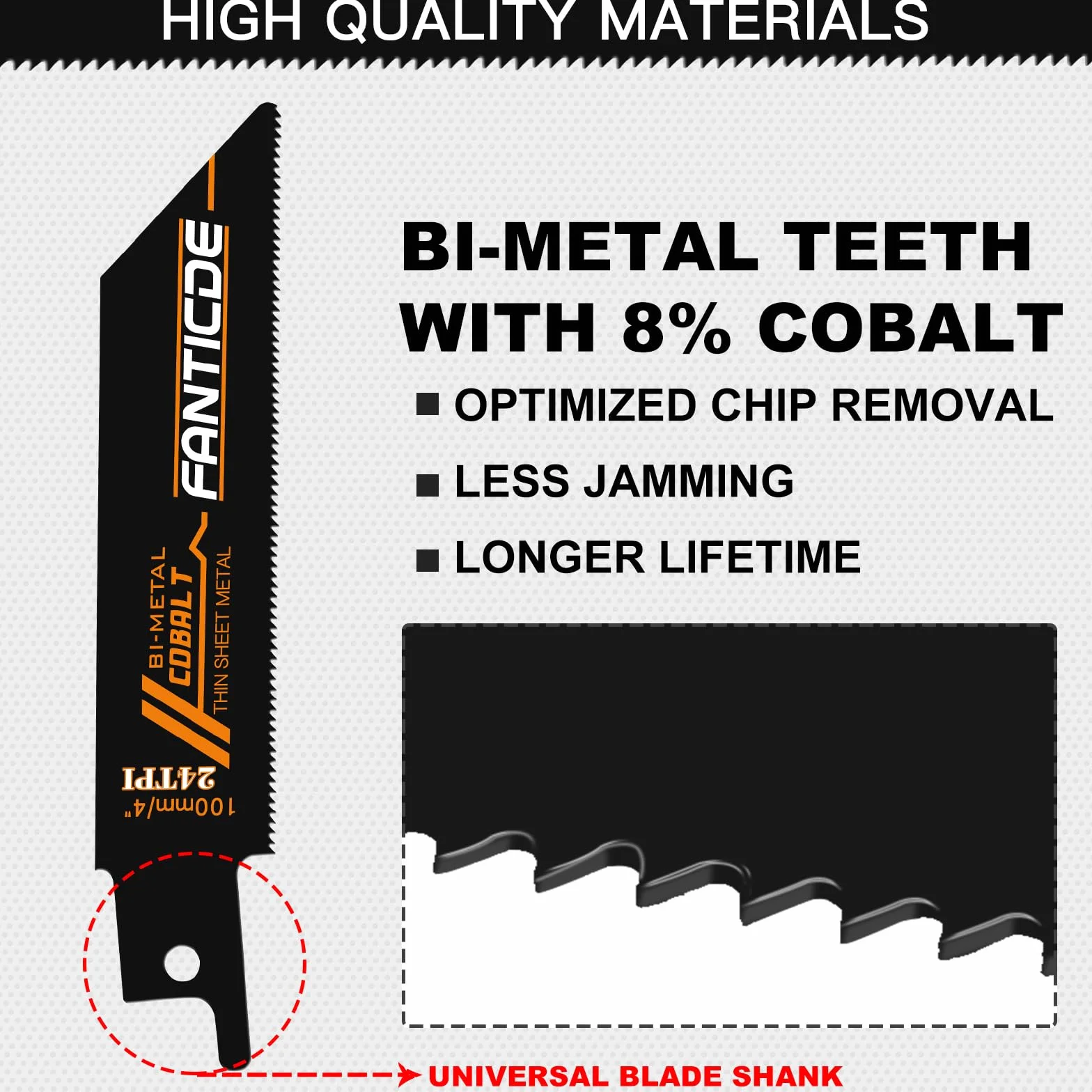 Hojas de sierra sable bimetálicas con cobalto, 10 piezas, 100-225 mm, 14-24 TPI