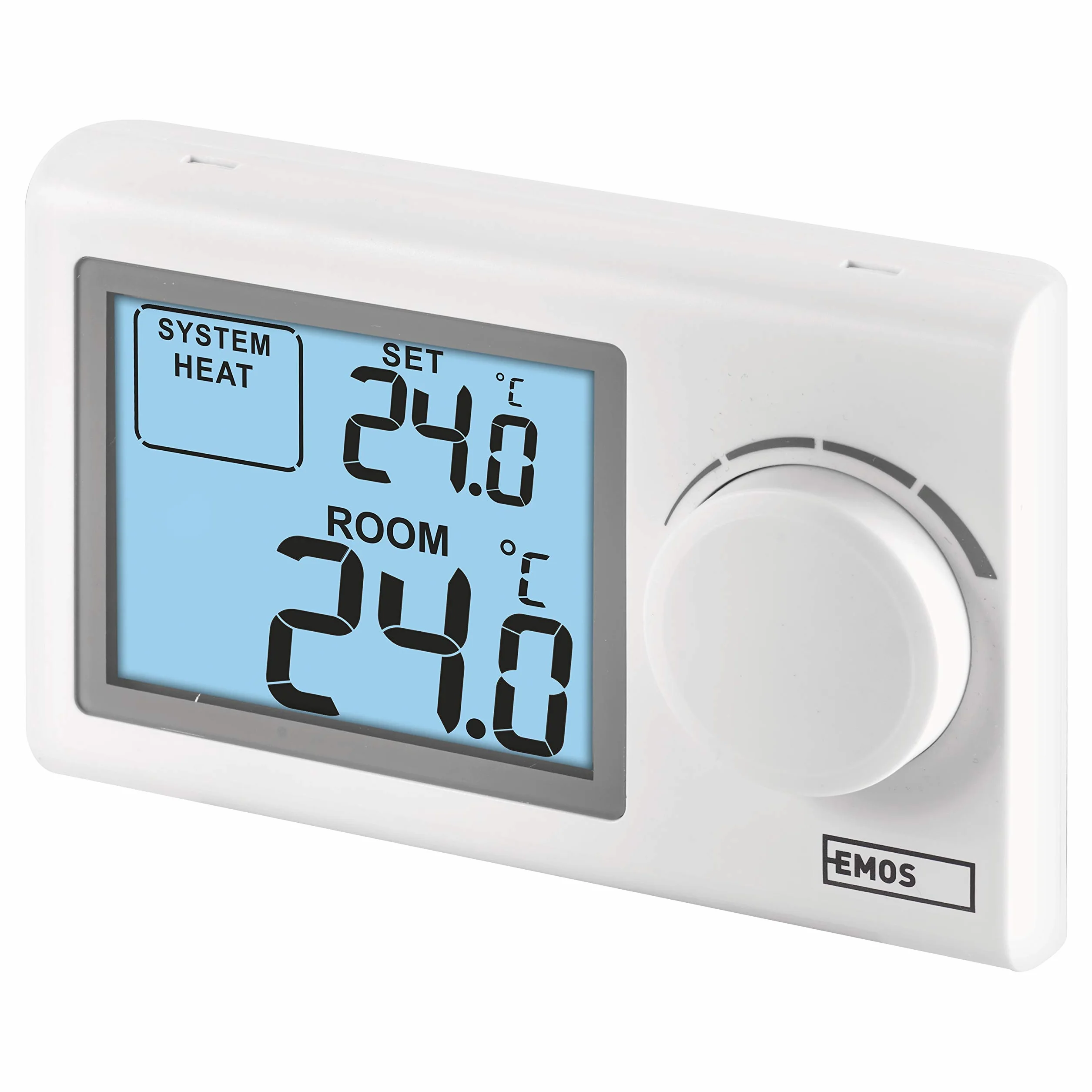 EMOS P5604 - Termostato digital de pared para sistemas de calefacción y refrigeración, regulador de temperatura con rueda de ajuste