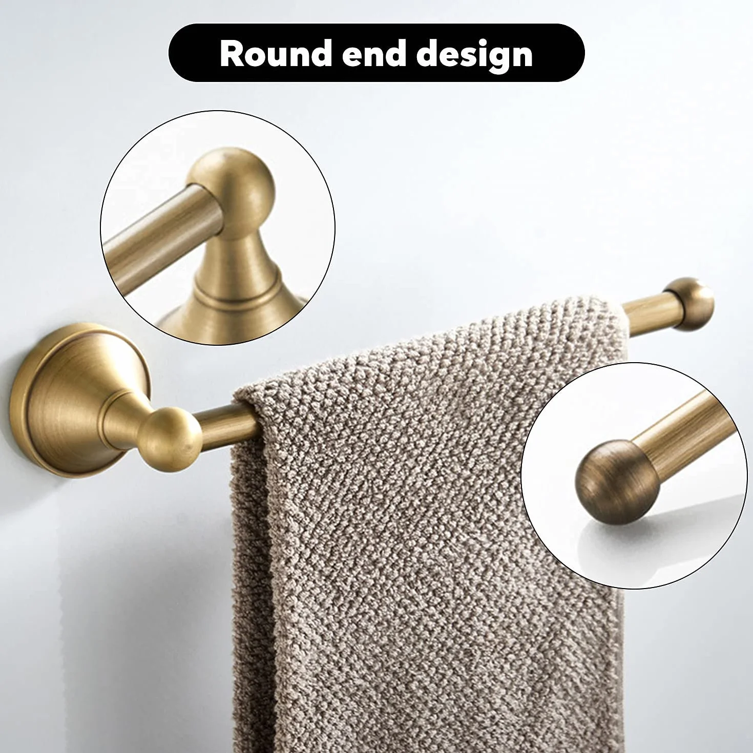Elegante Anillo de Toalla Que Ahorra Espacio, novedoso Soporte de Toalla Toallero, Longitud de 30 cm Construcción de latón Estilo Retro Instalación en Pared para Cuarto de Ducha