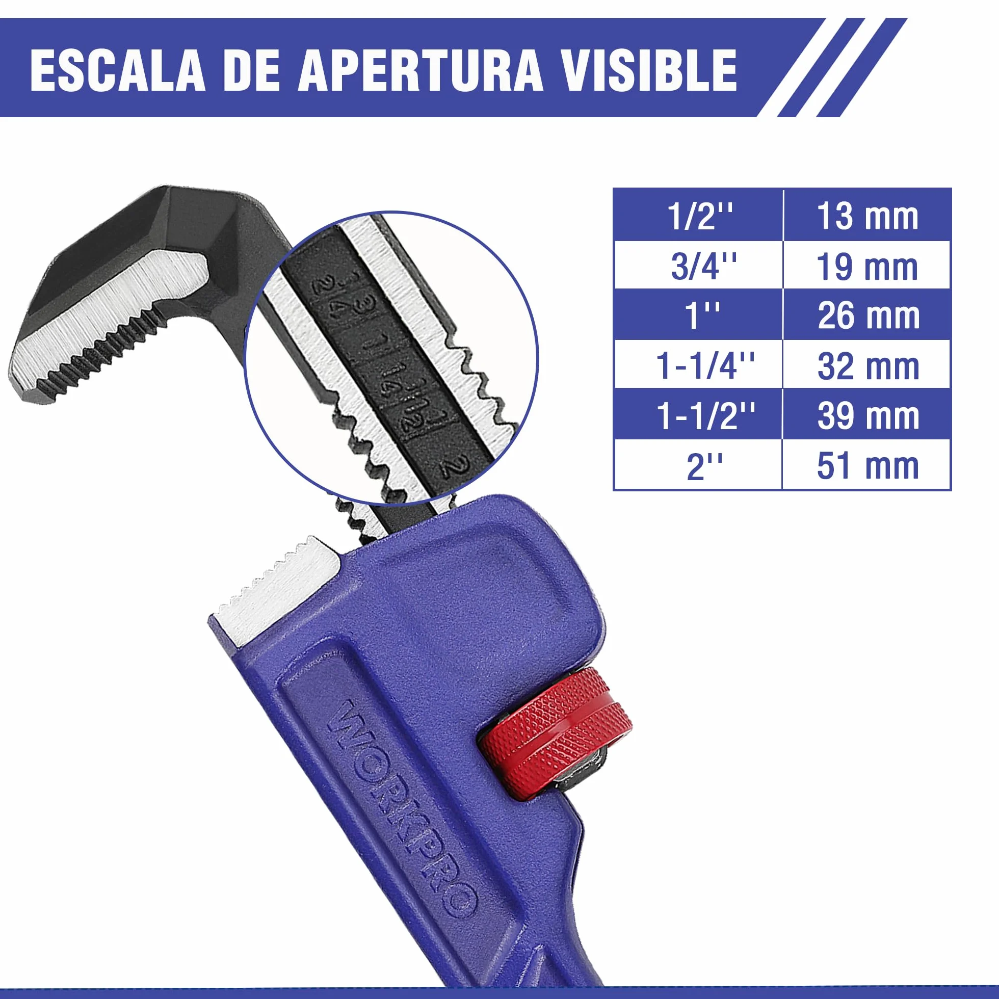 WORKPRO Llave para Tubo, Llave de Garra de Forja Entera de 350 mm, Llave de Tubo Recta, de Alta Resistencia para Reparación de Fontanería