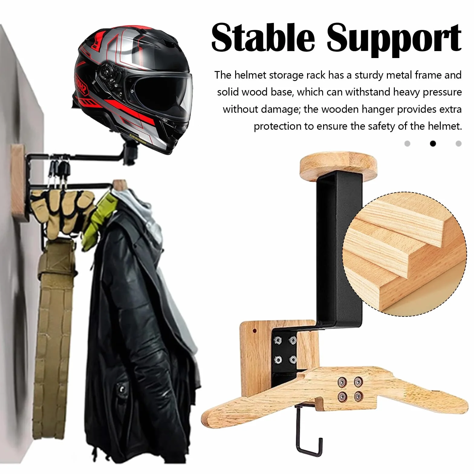 Soporte Casco Moto, Colgador Casco Moto Pared Perchero para Equipo táctico Casco para Colagar el Casco y la Chaqueta Organizador de Pared Versátil para Motocicleta para Equipo Táctico