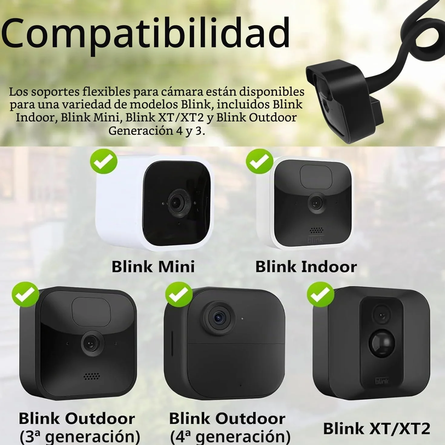 Soporte Universal para cámara Blink Mini/Mini 2, Blink Outdoor 4 (4ª generación), Blink XT/XT2, Blink Indoor, Compatible con eufy, Ring Stick Up CAM/Pro (Battery), Arlo, Reolink