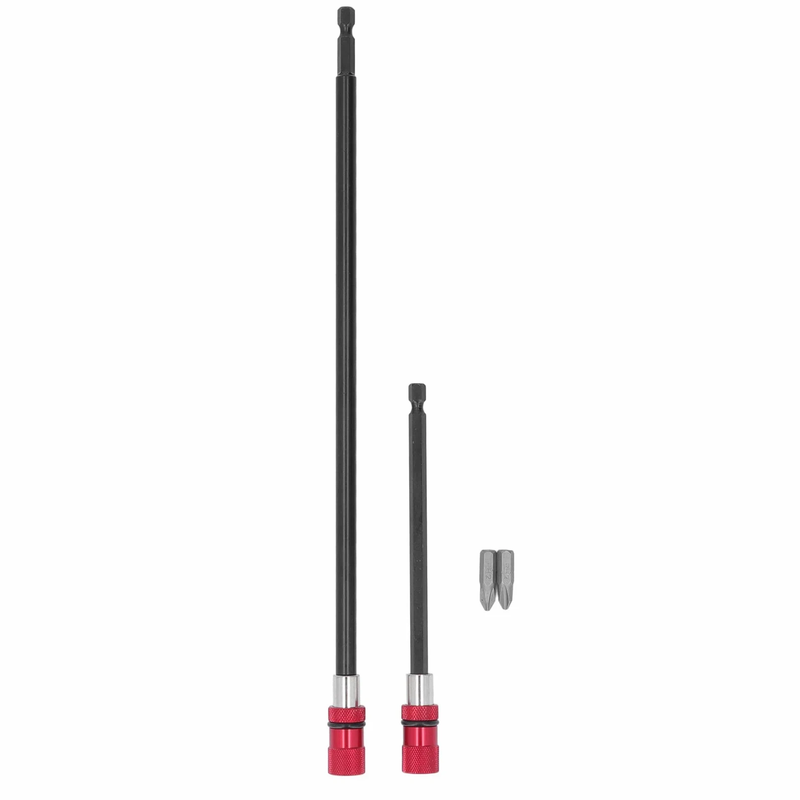Extensión Magnética PH2 Conexión Estable Juego de Extensión de Brocas de Liberación Rápida para Taladros Eléctricos Destornilladores, Aleación de Aluminio 1/4 Hexagonal 2 Piezas 150 Mm 300
