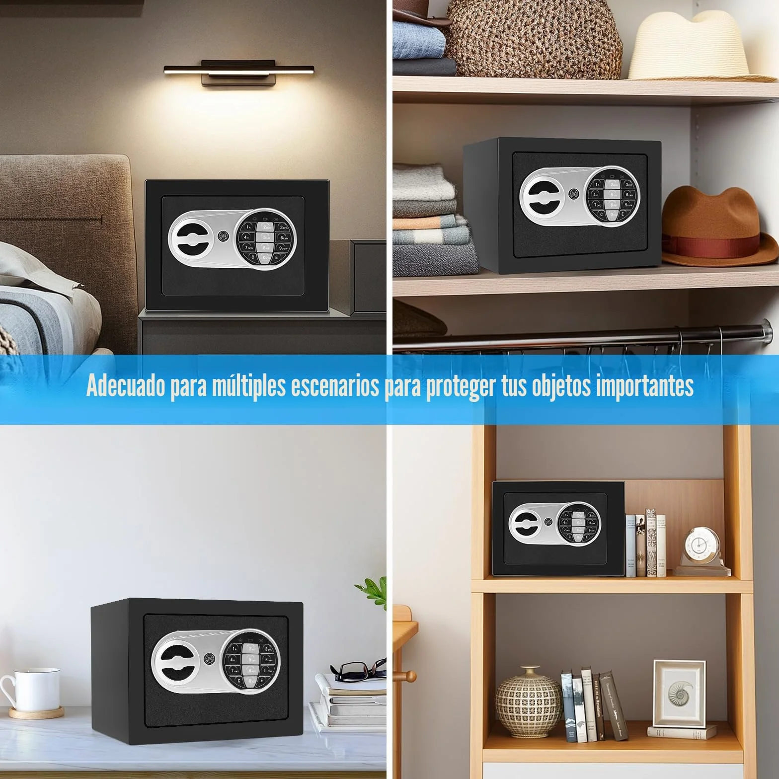 Caja Fuerte Pequeña Electrónica con Cerradura Digital 23x17x17cm Empotrable para Seguridad Hogar
