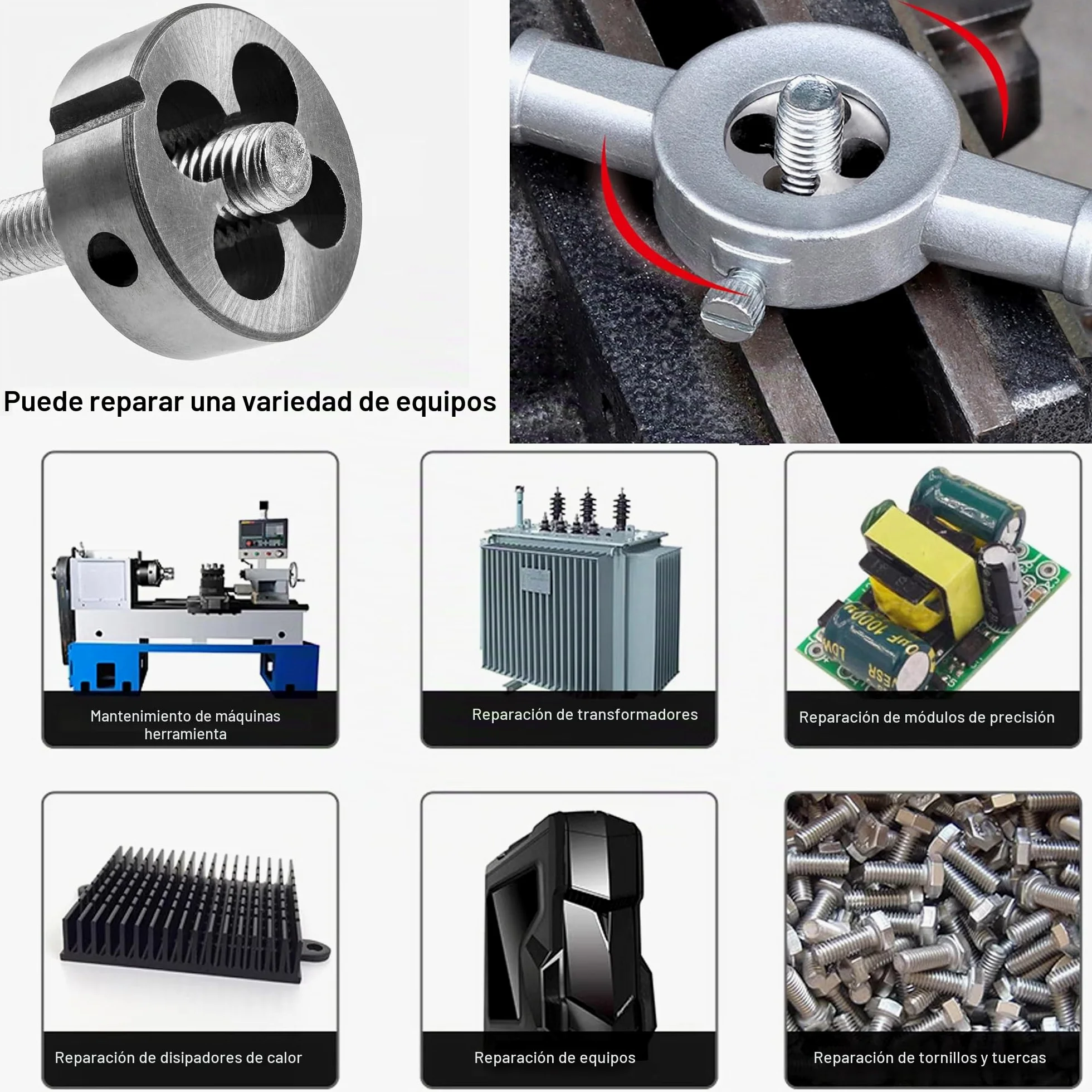Juego de Terrajas y Machos de 12 Piezas Troqueles Métricos | Grifos y Manijas de LLave Juego de Herramientas Manuales Profesionales para Cortar, Roscar, y Moldear Tuercas