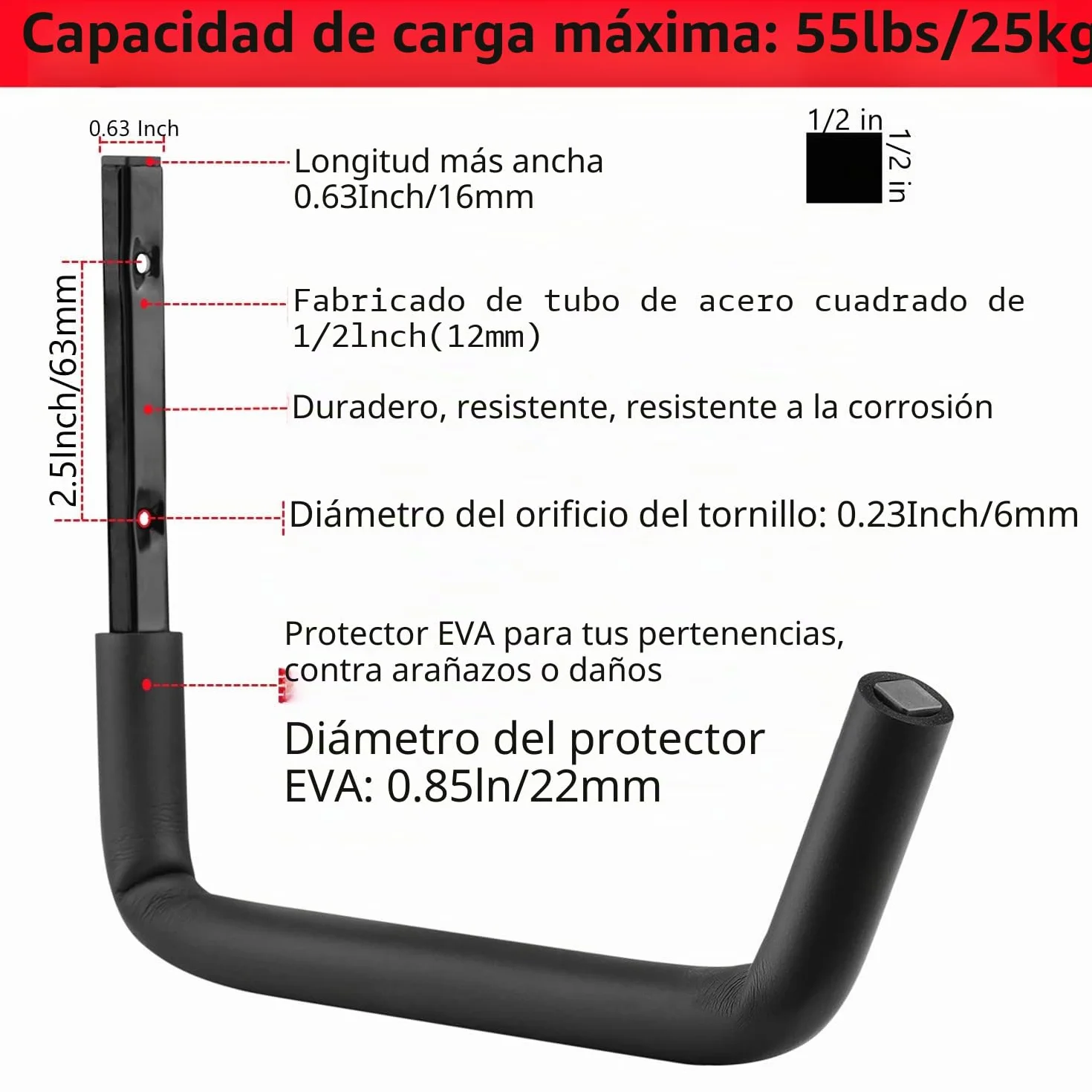 Ganchos para escaleras de garaje con brazo jumbo de 12 pulgadas, paquete de 8 perchas para bicicletas y sillas