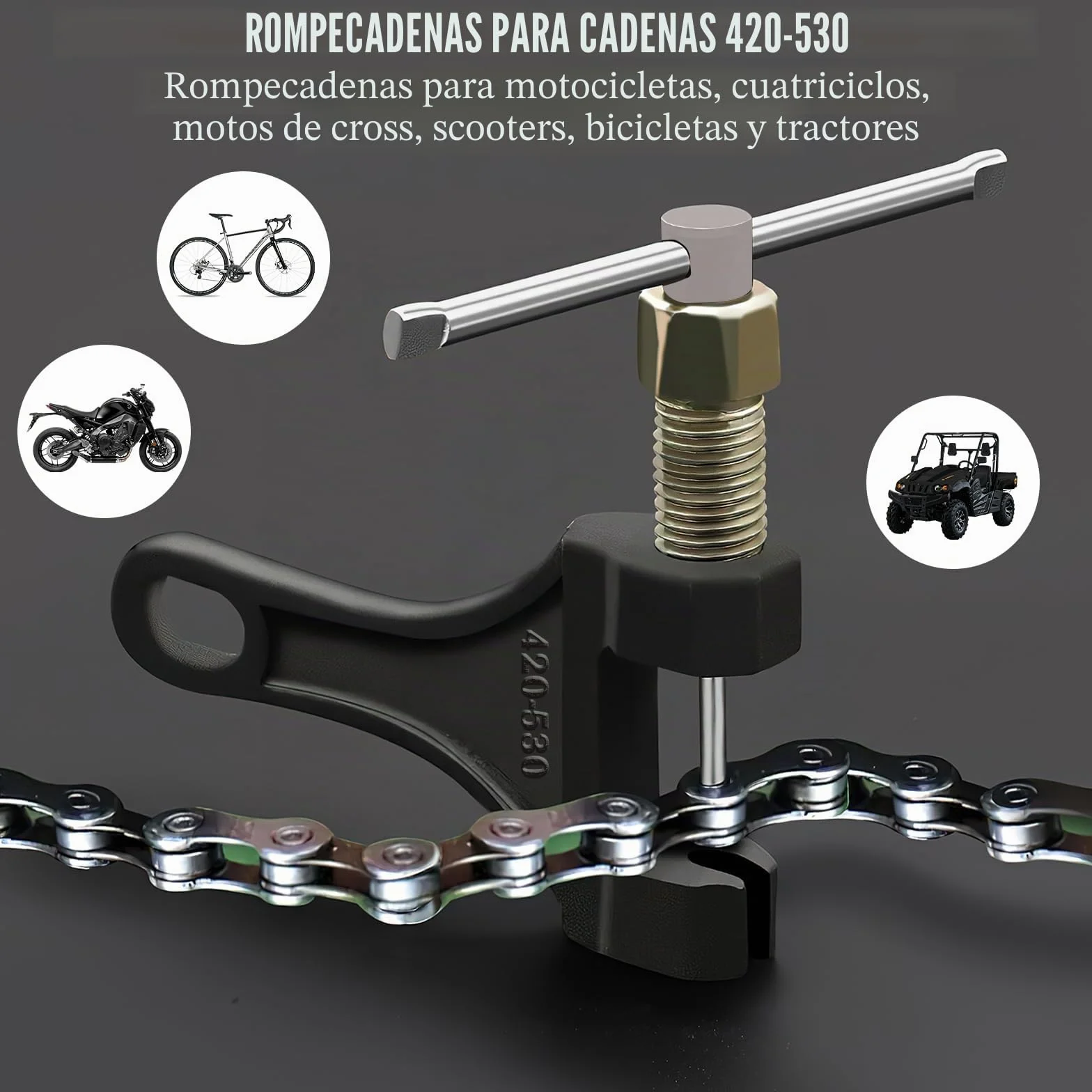 TNSLAND Rompedor de Cadena, Remachadora de Cadena Moto, Rompedor de Cadena Remachadora de Cadena Moto, Remachadora de Cadena Moto Remachadora de Cadena para 420/428/530 Moto UTV ATV Bicicleta Tractor