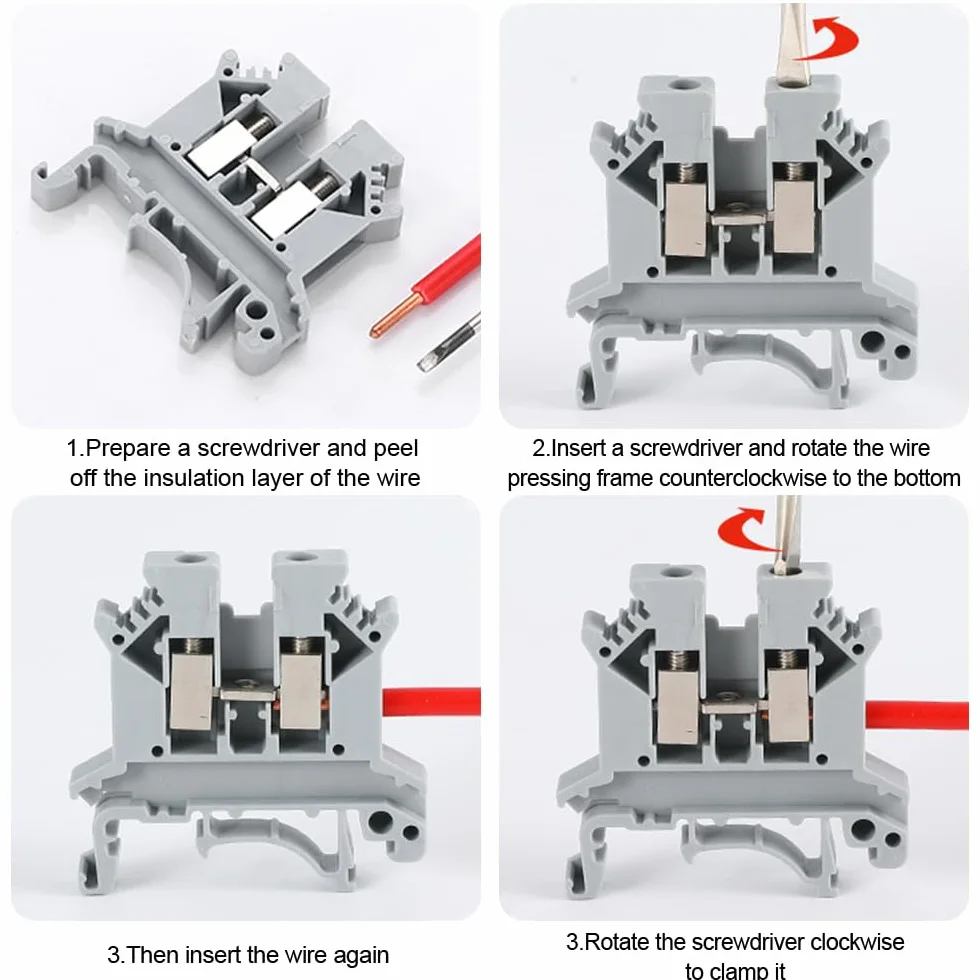 Kit de Bloques de Terminales de Riel 2.5N, Conectores Electrónicos Rápidos para Proyectos de Automatización y Bricolaje